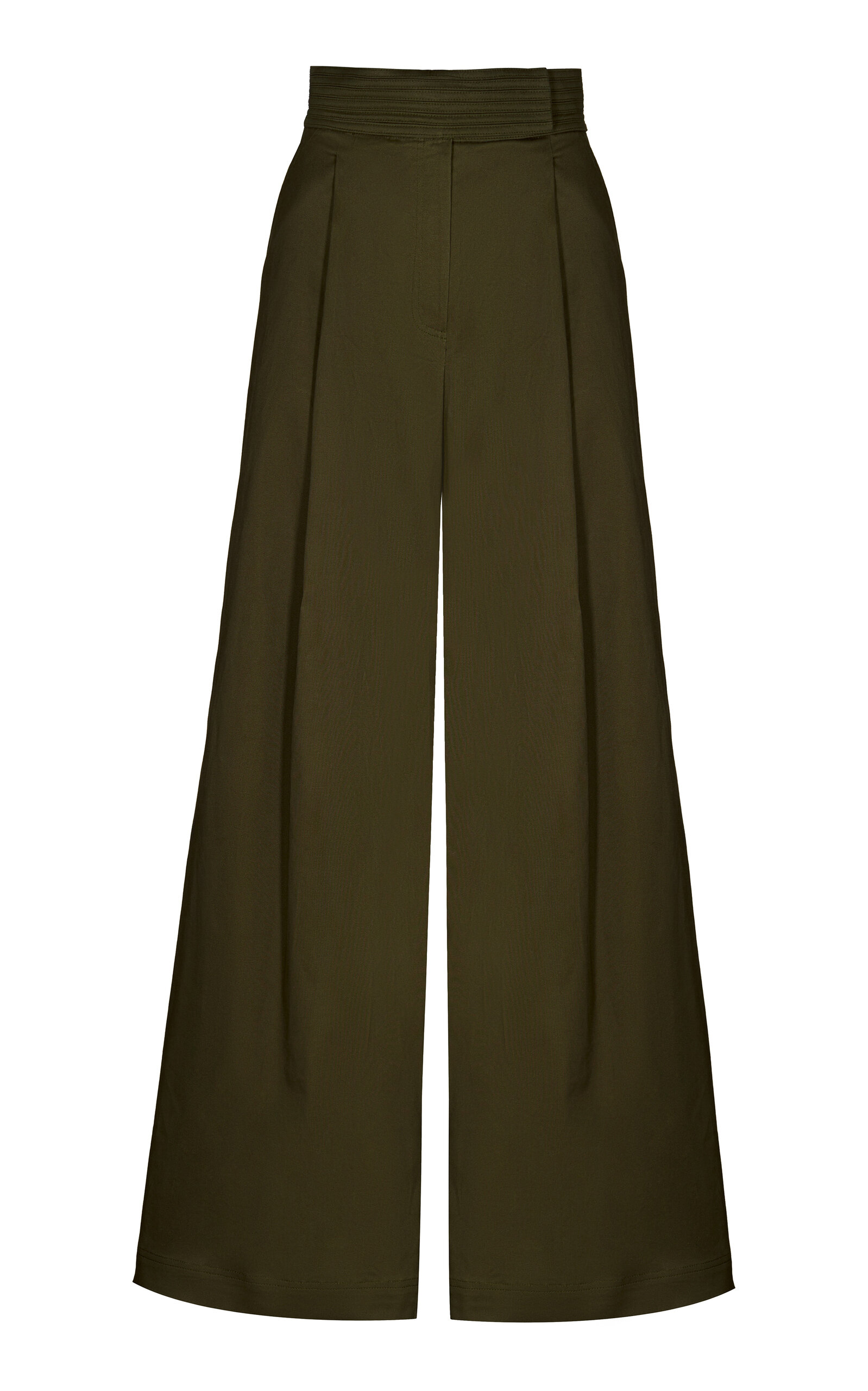 Camaguey Pleated Cotton Drill Wide-Leg Pants