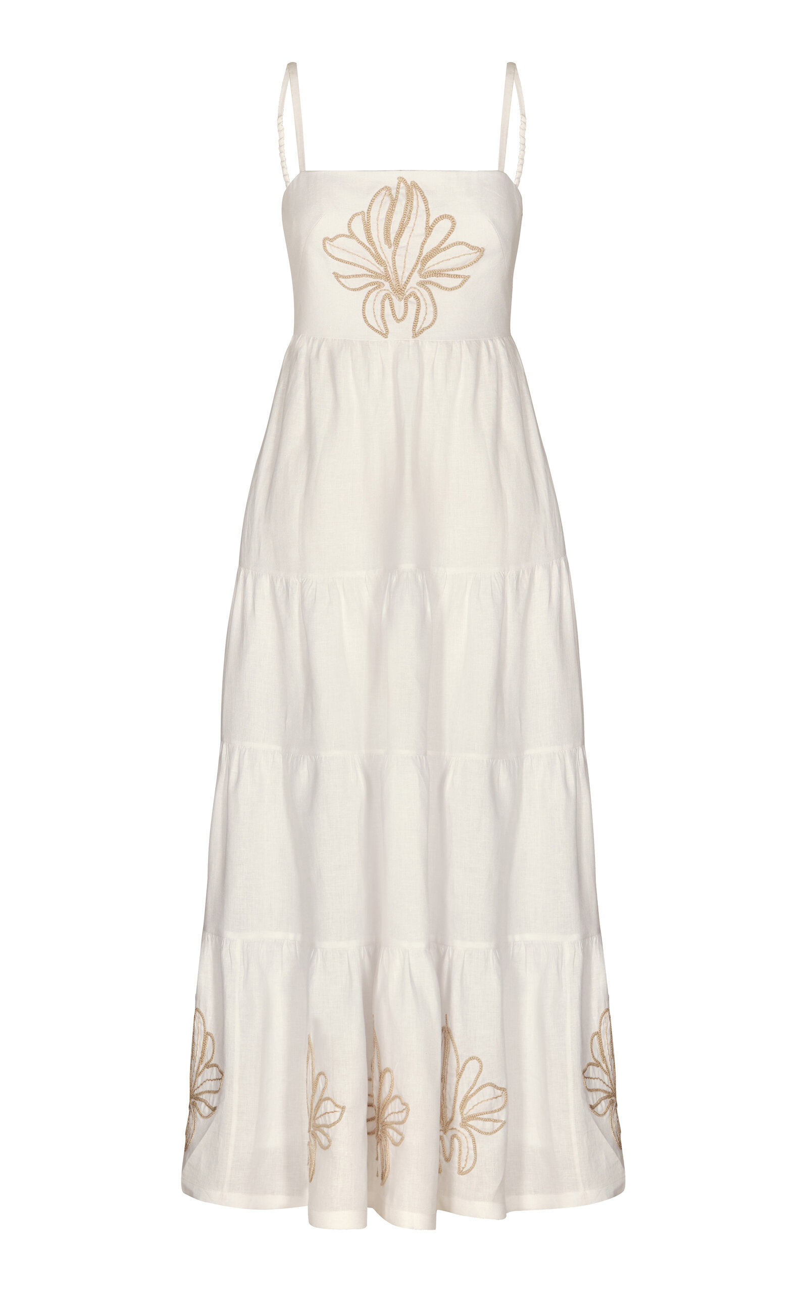 La Catedral Embroidered Linen Maxi Dress