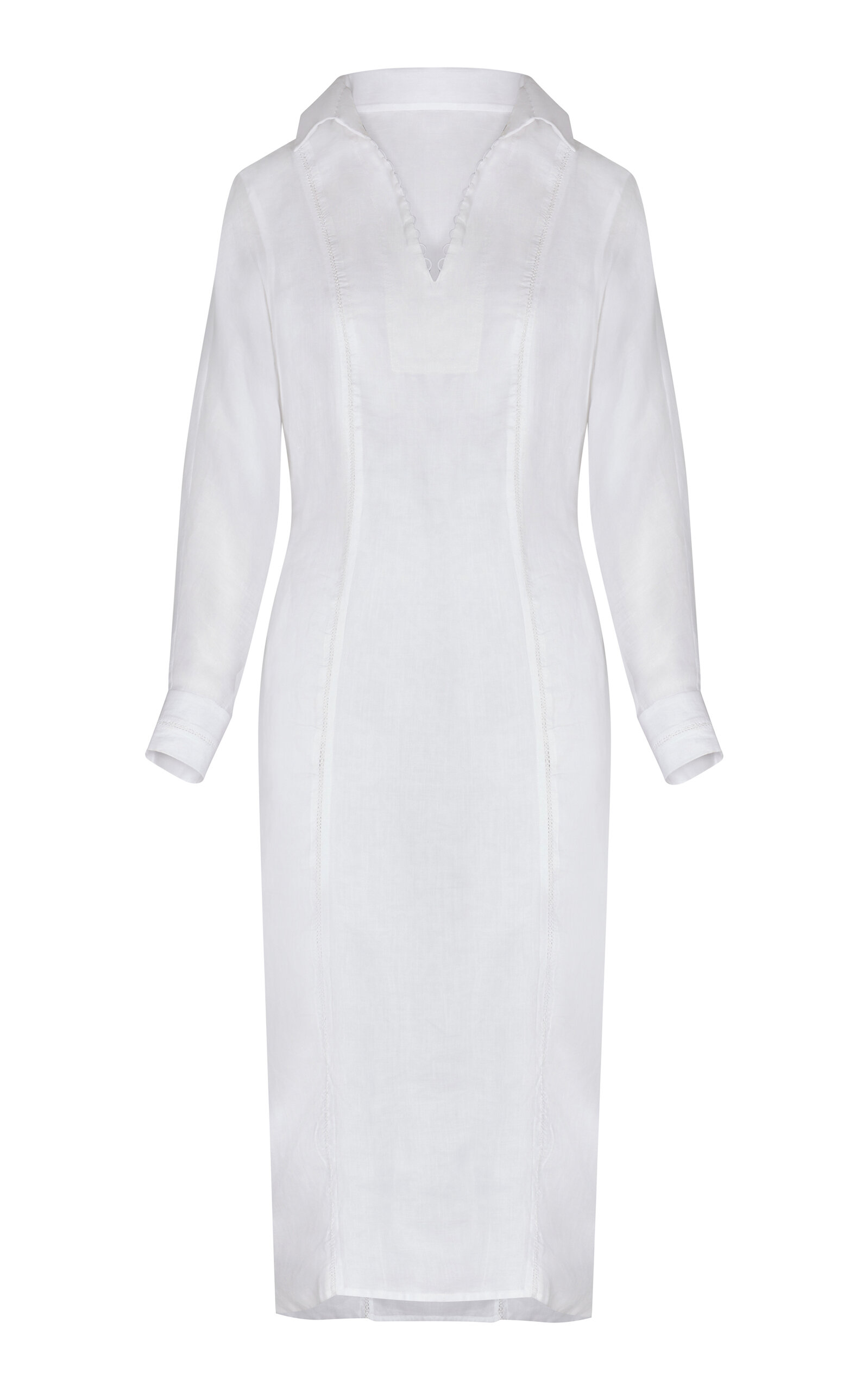 Andres Otalora Rosario Linen Midi Shirt Dress In Off-white