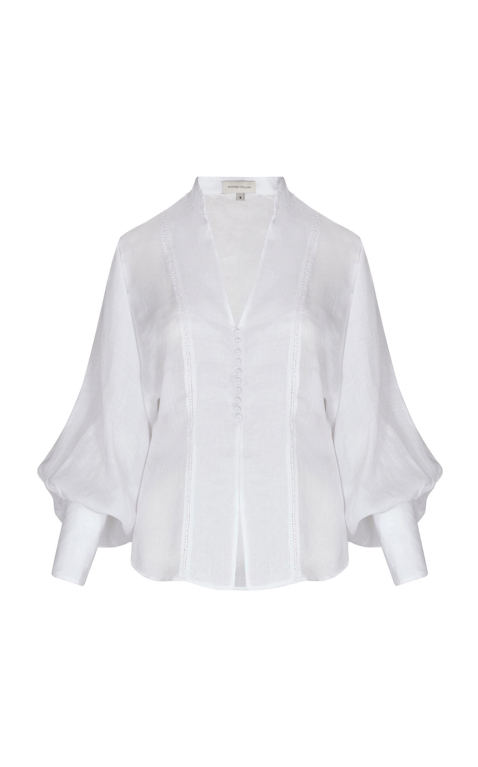 Andres Otalora Rocas Del Mar Puff-sleeve Linen Blouse In Off-white