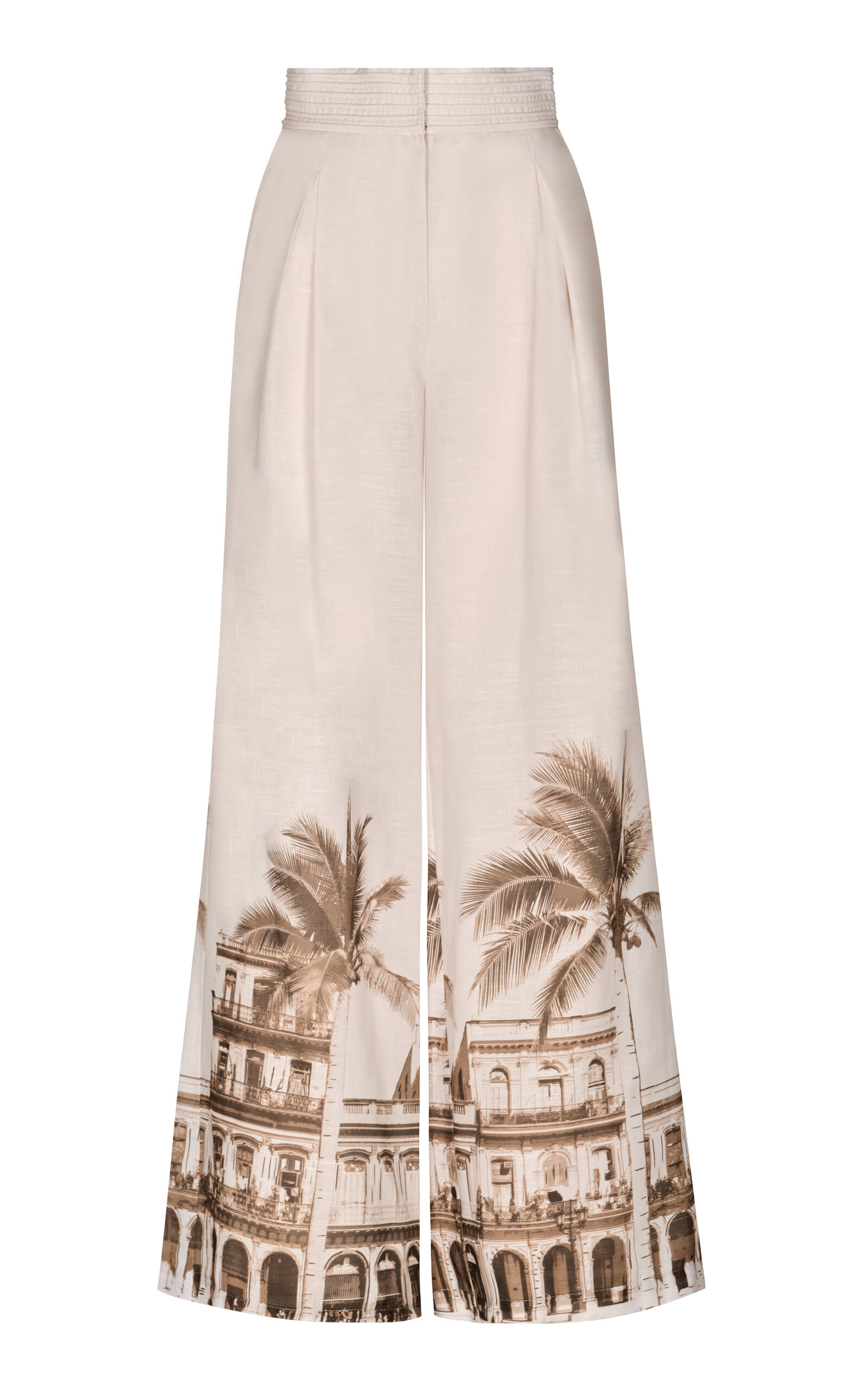 Andres Otalora Chavitos Pleated Linen Wide-leg Trousers In Off-white