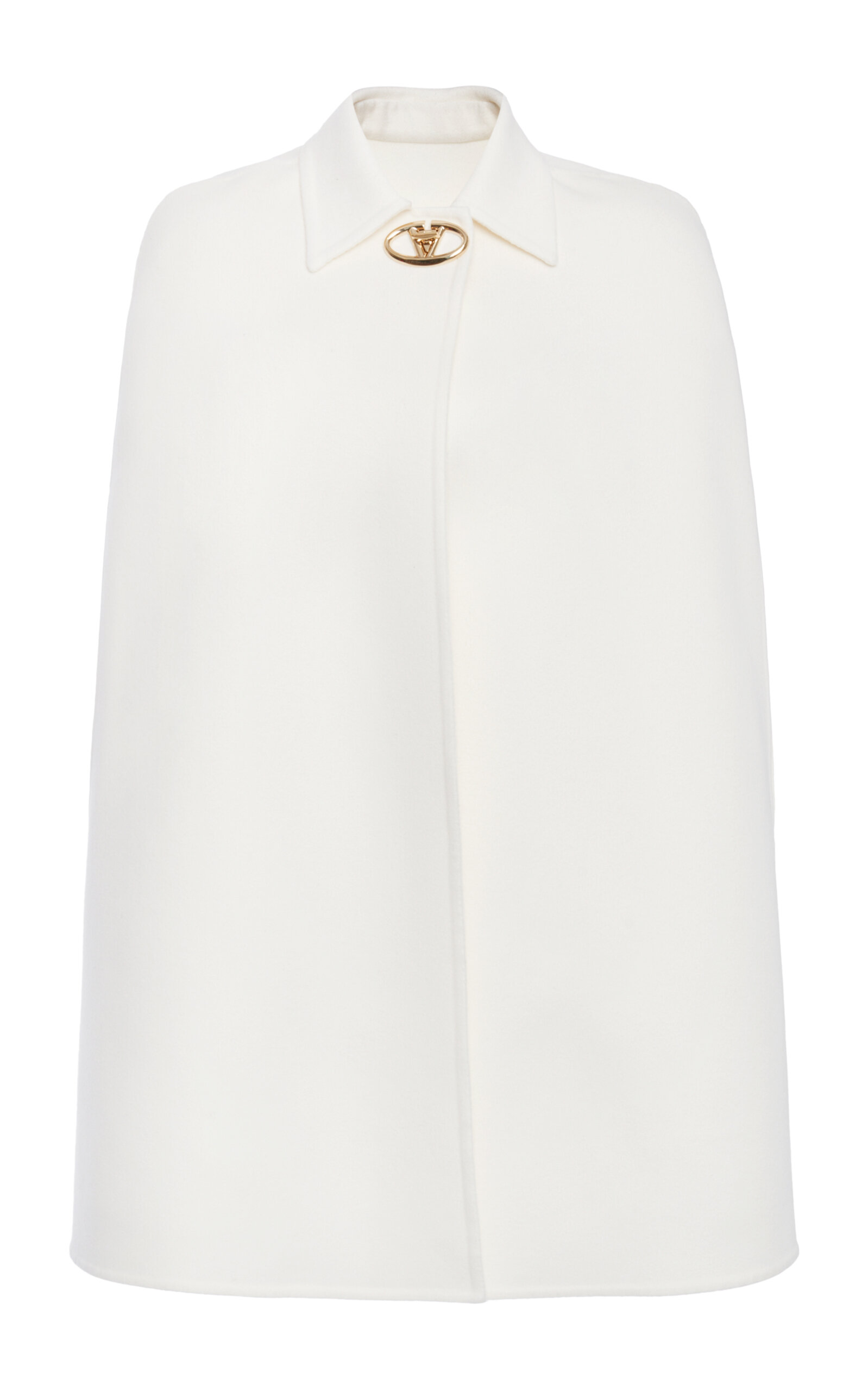 Valentino Logo-detailed Wool-cashmere Cape In White