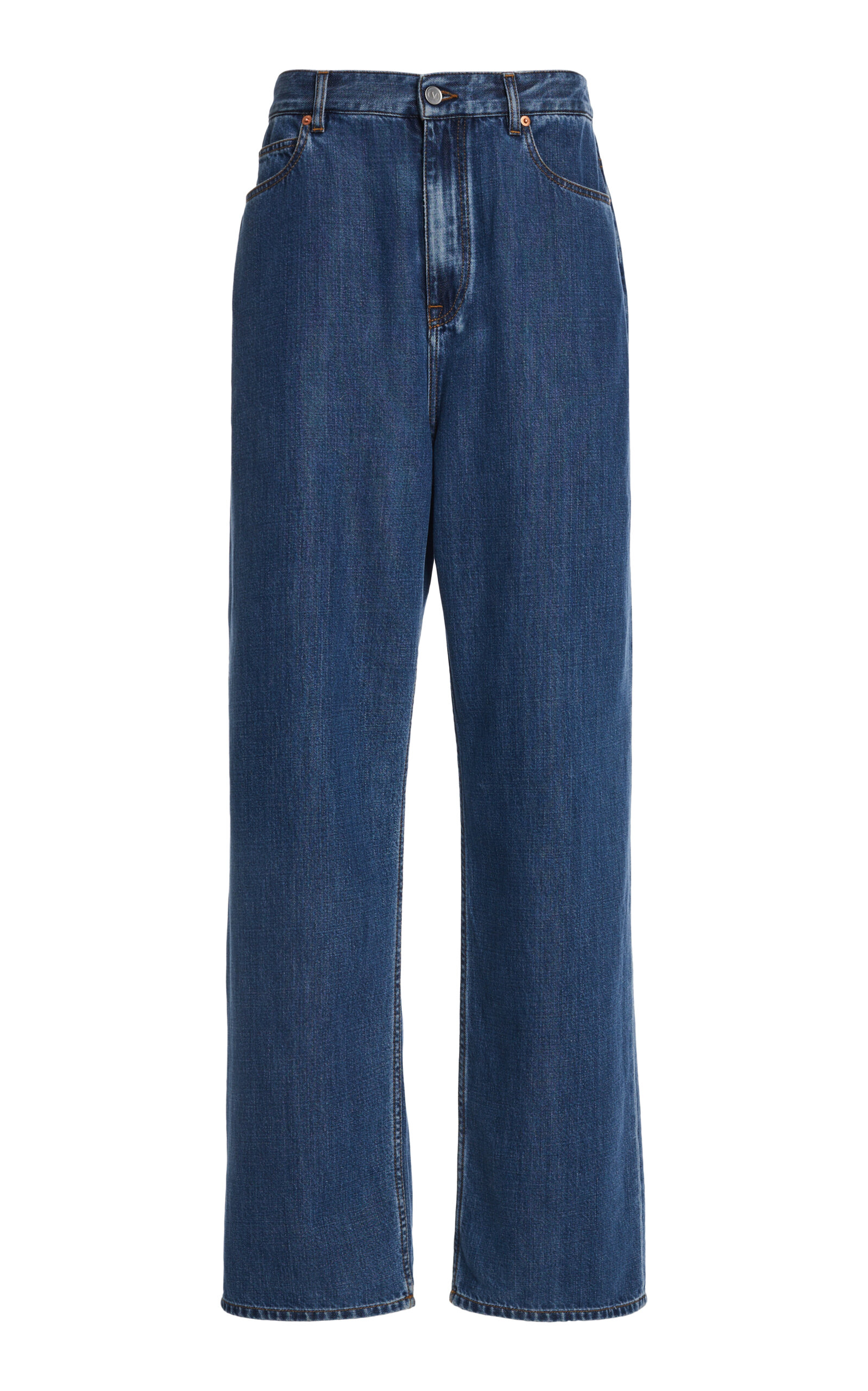 Valentino Mid-rise Wide-leg Jeans In Medium Wash