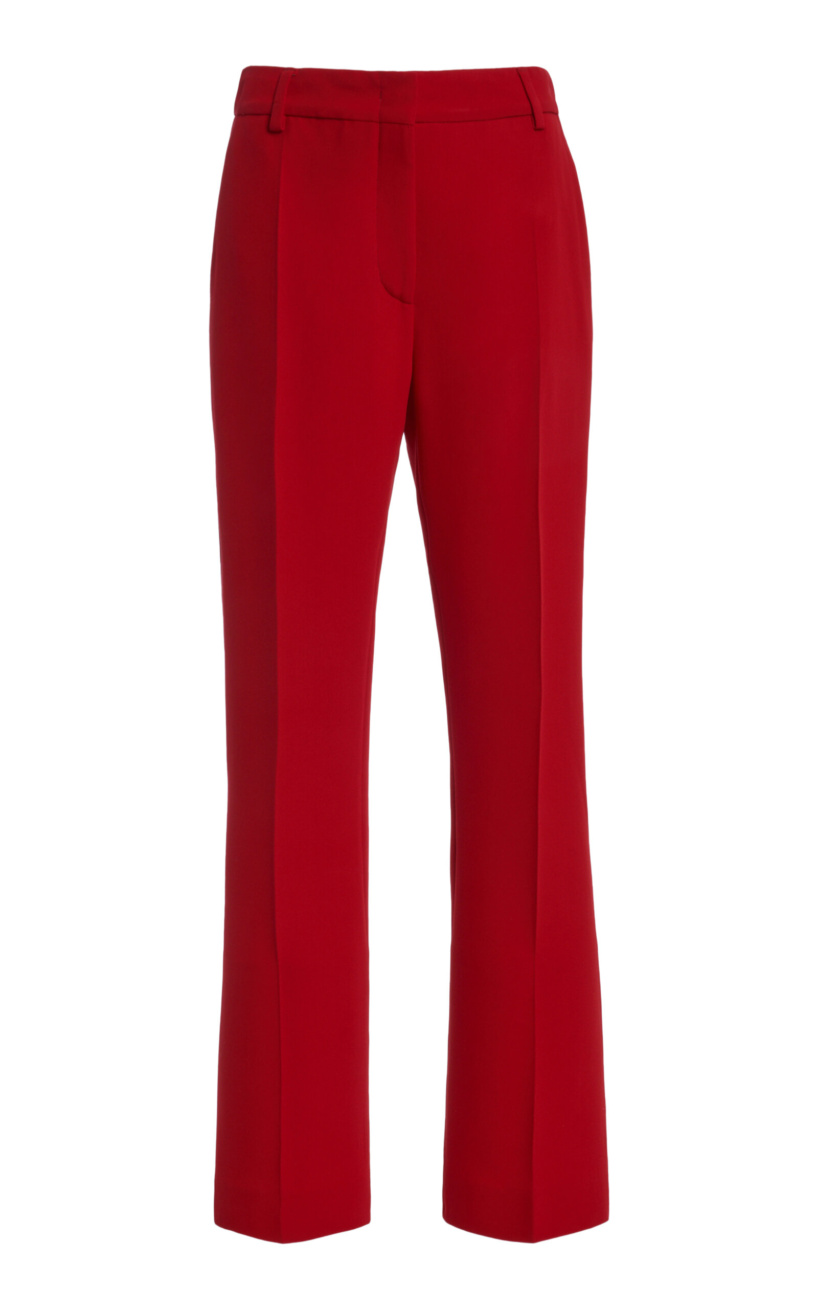Valentino Silk And Wool-blend Crepe Straight-leg Pants In Red