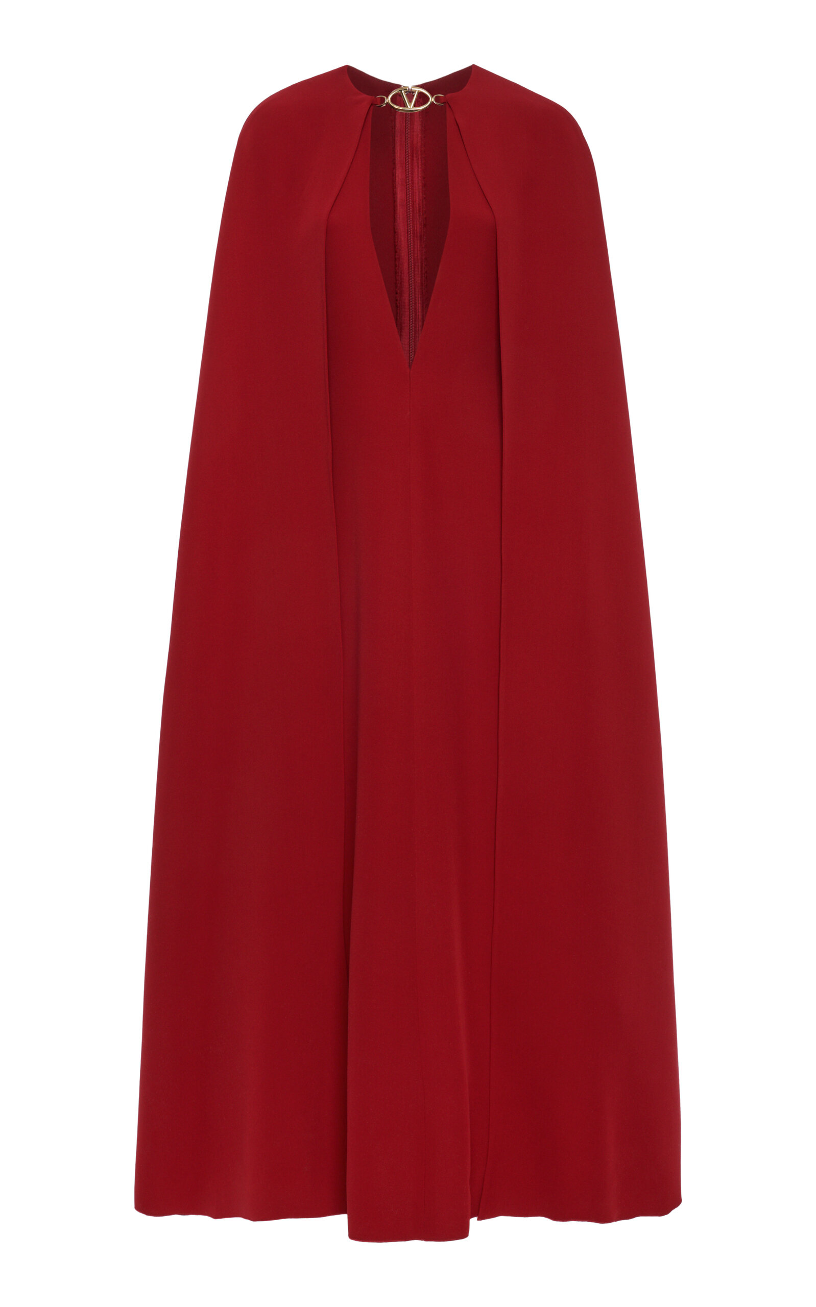 VALENTINO LOGO-DETAILED SILK CAPE DRESS