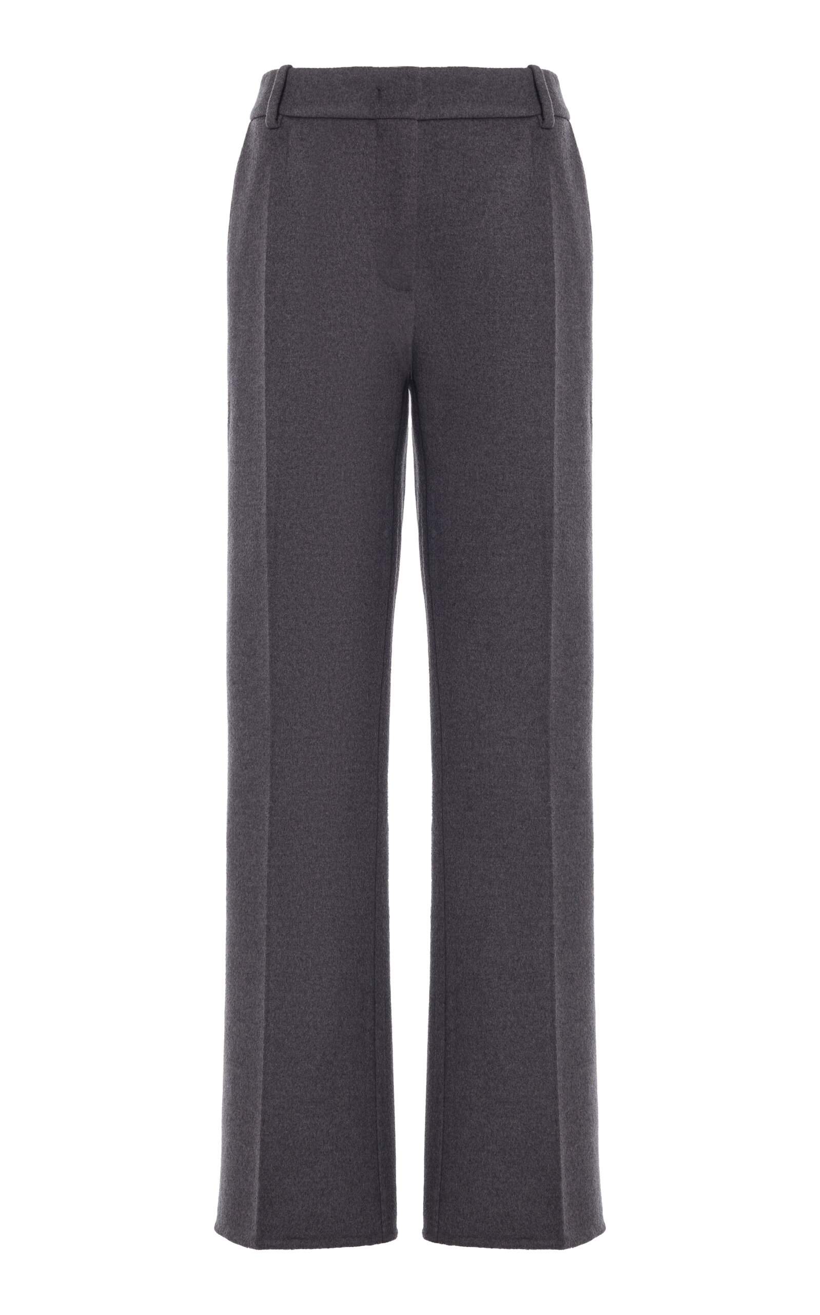 Valentino Mid-rise Wool-cashmere Flared Pants In Dark Grey