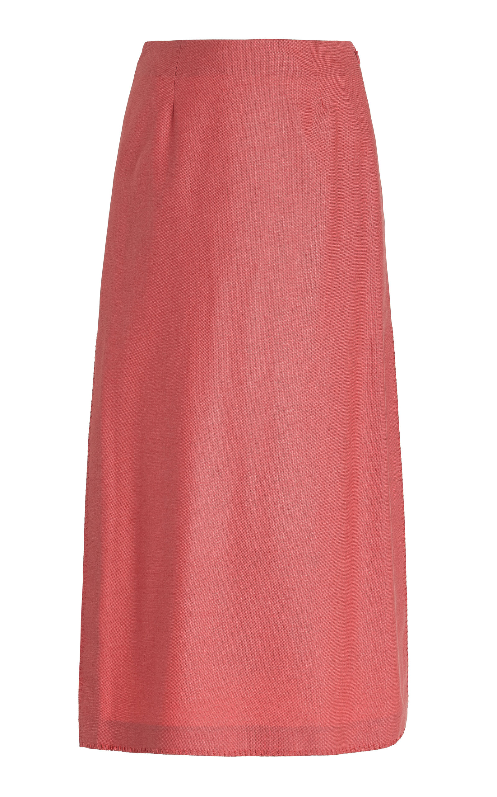 Gabriela Hearst Defina Top-Stitched Wool-Silk Midi Skirt - Pink