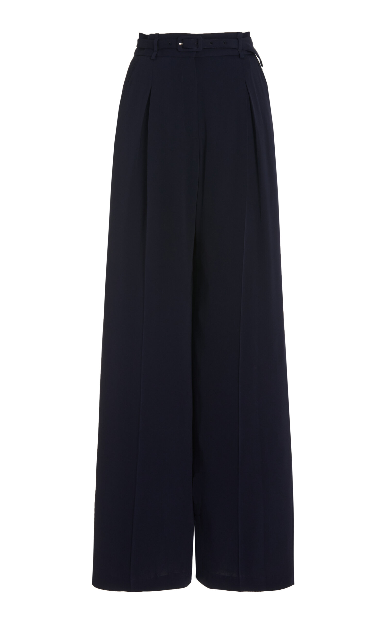 Gabriela Hearst Maura Silk-crepe Wide-leg Pants In Navy
