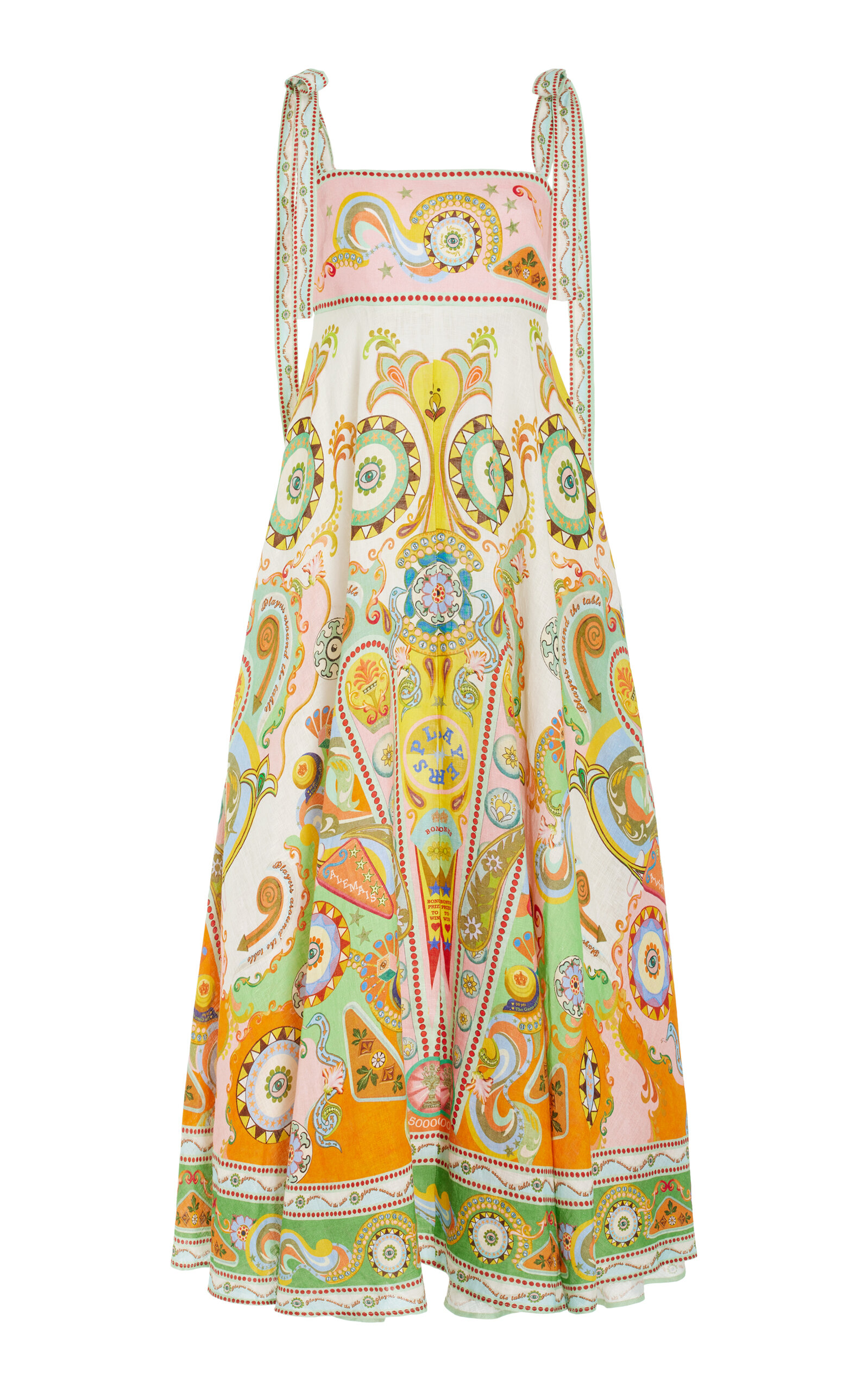 Shop Alemais Pinball Printed Linen Maxi Dress In Multi