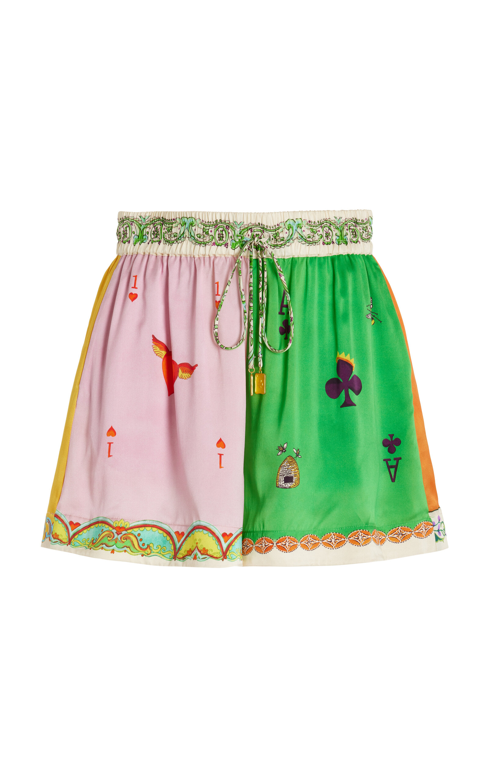 Shop Alemais Rummy Printed Silk-satin Shorts In Multi