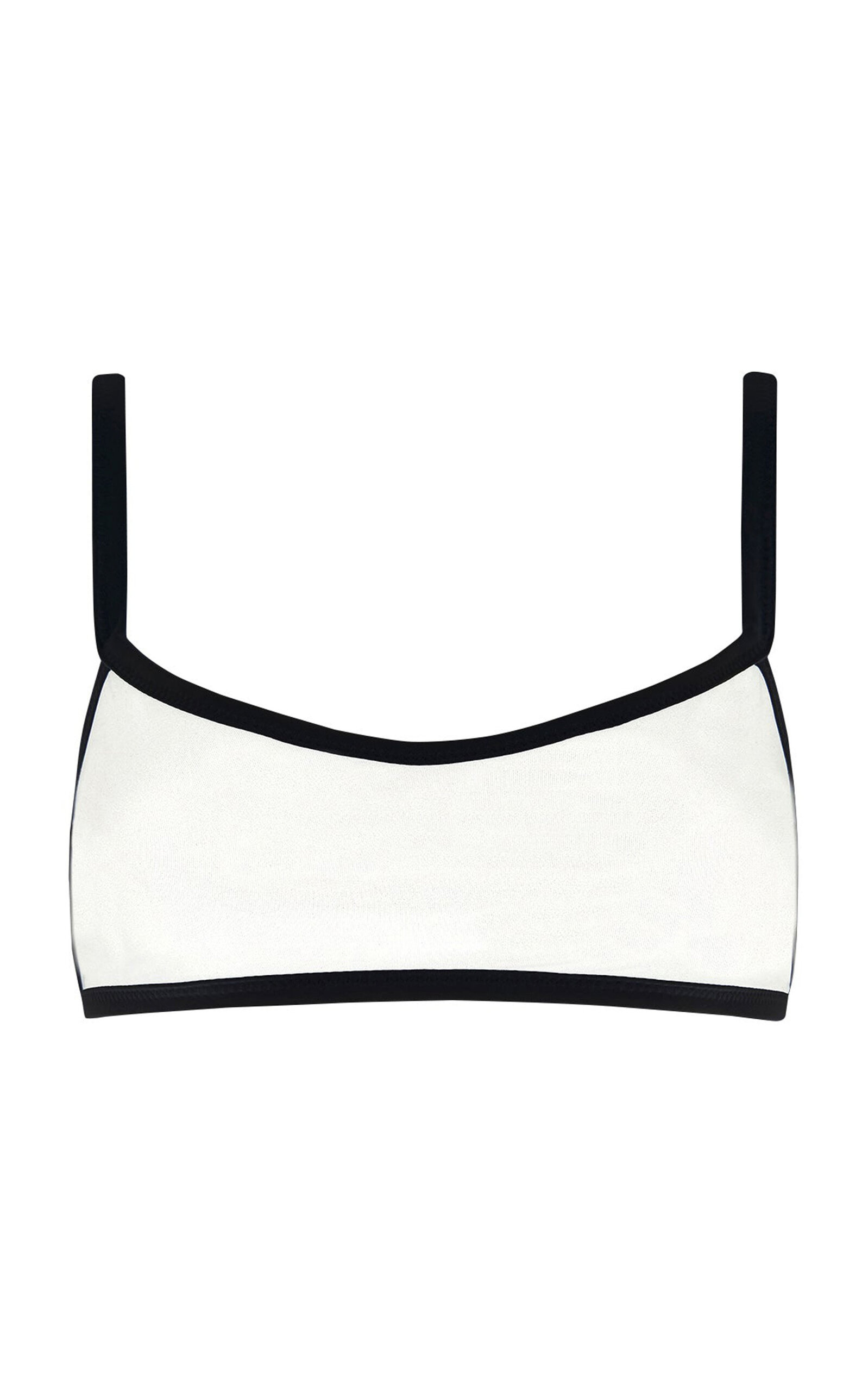 Shop Marysia Ligne Contrast-trimmed Bikini Top In Black,white