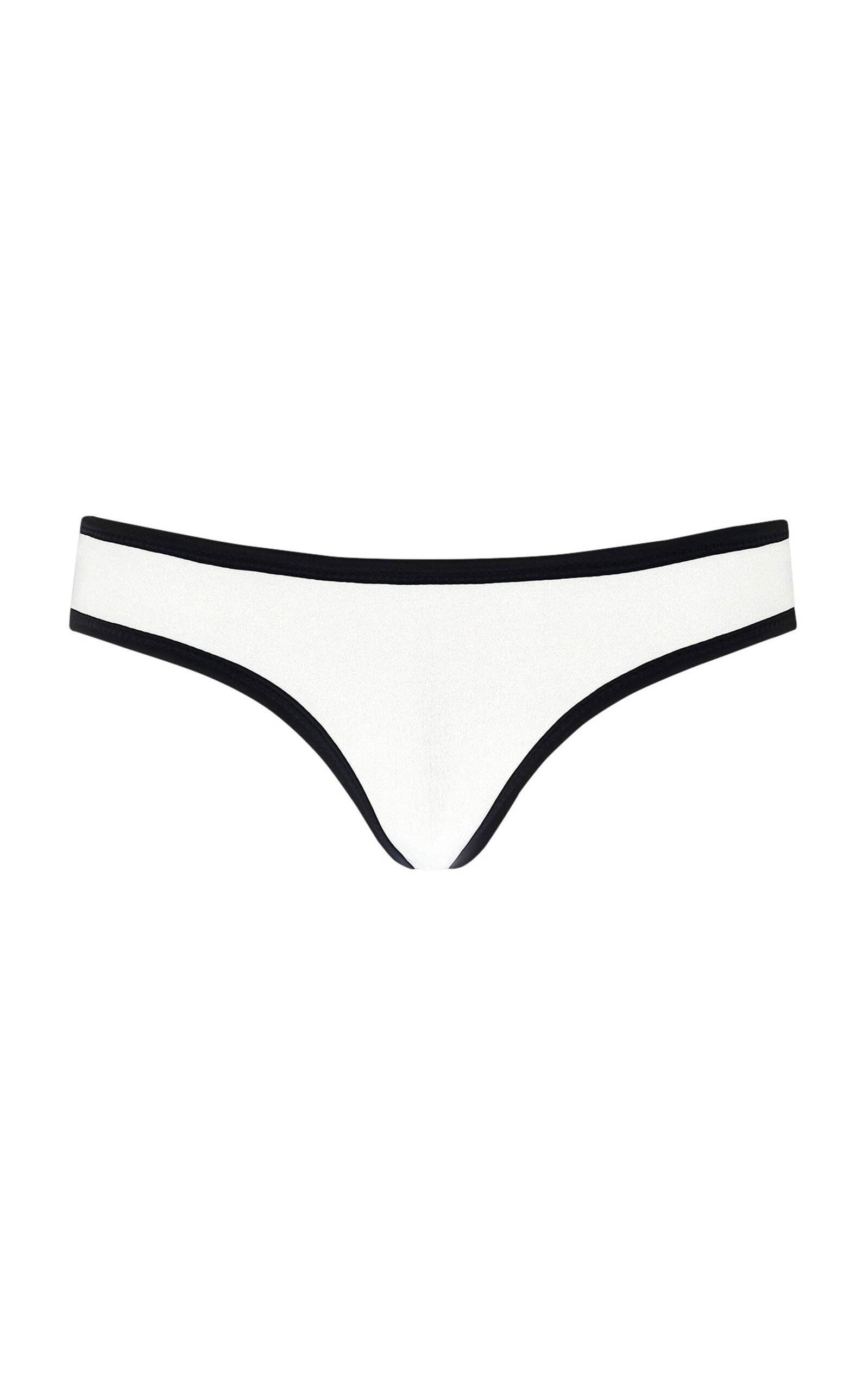 Shop Marysia Ligne Contrast-trimmed Bikini Bottom In Black,white