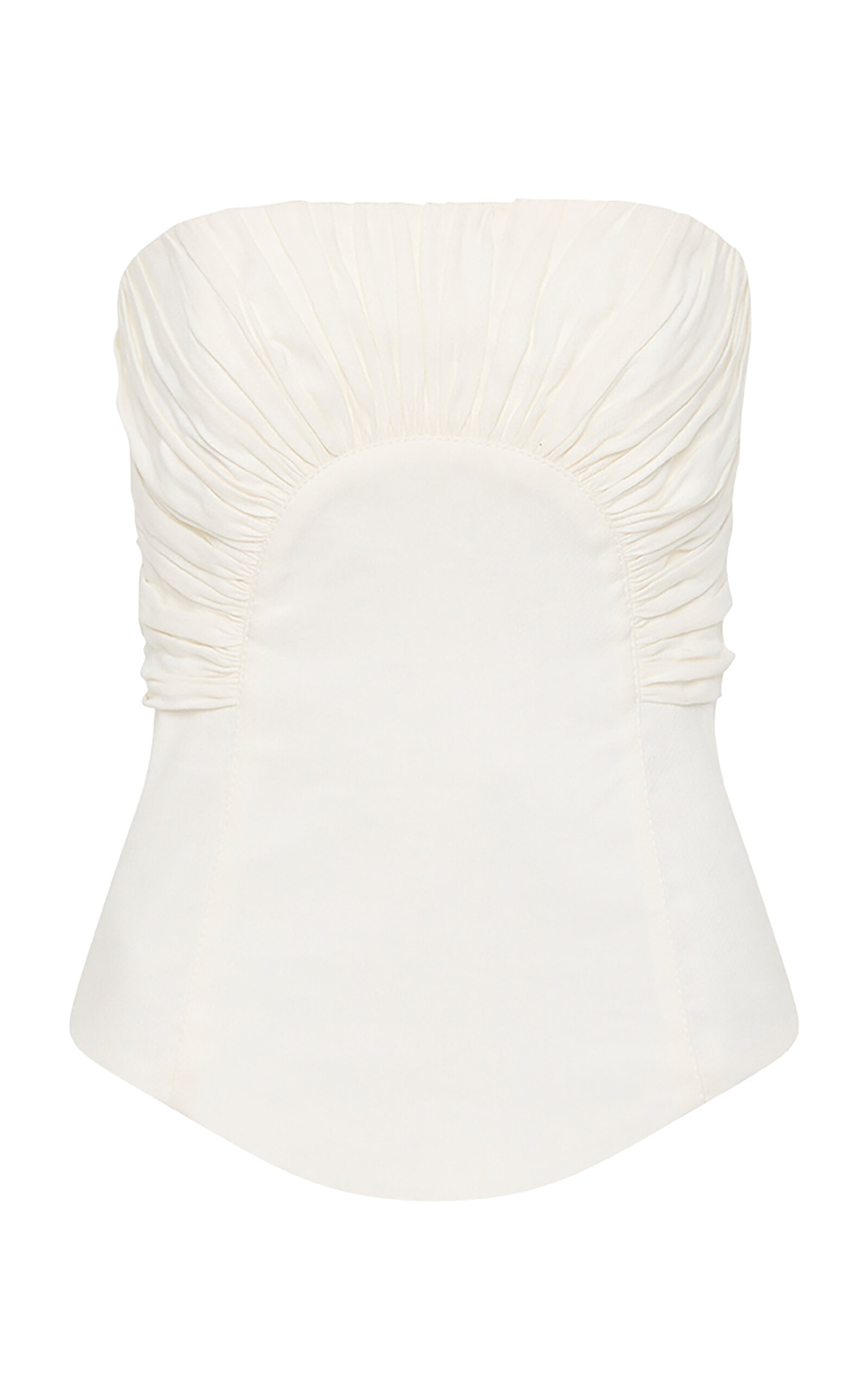 Aje Oriel Ruched Linen Bustier Top