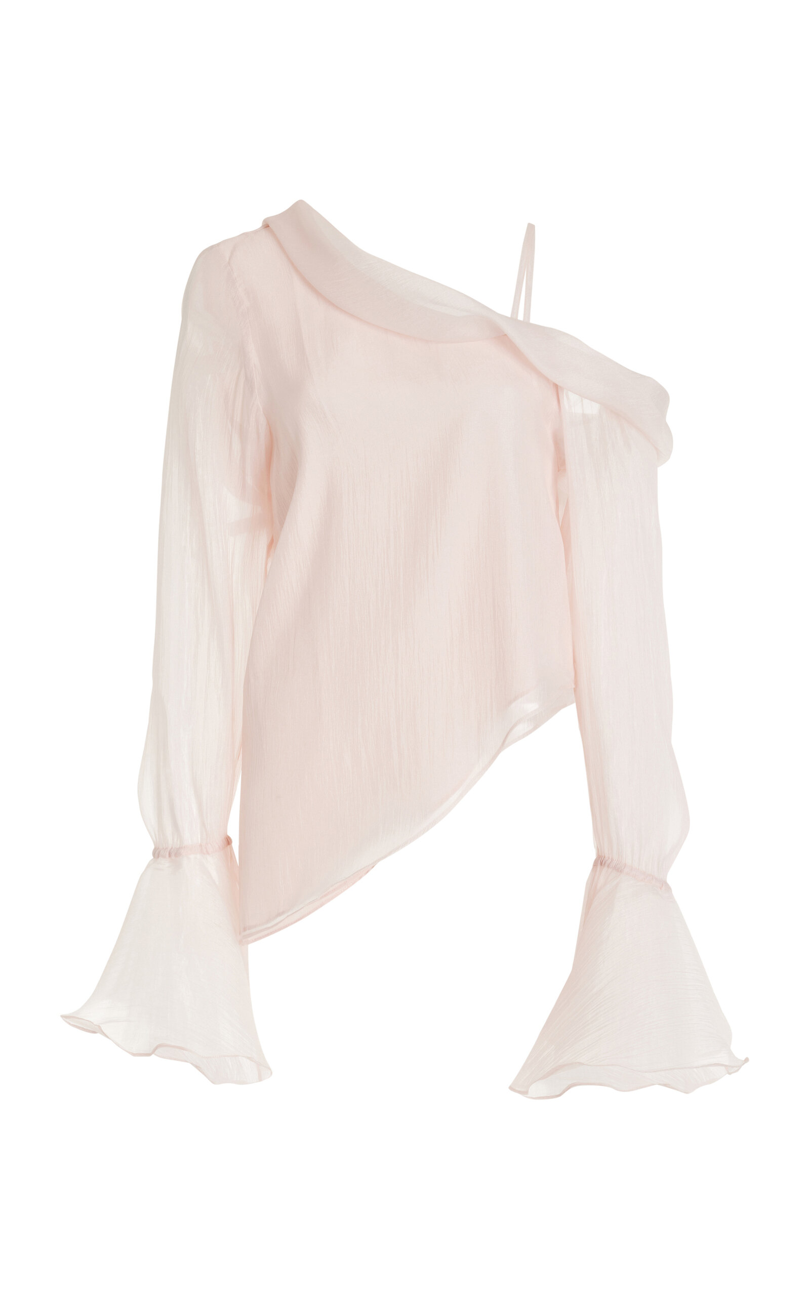 AJE EDITH DRAPED ASYMMETRIC CREPE CHIFFON TOP