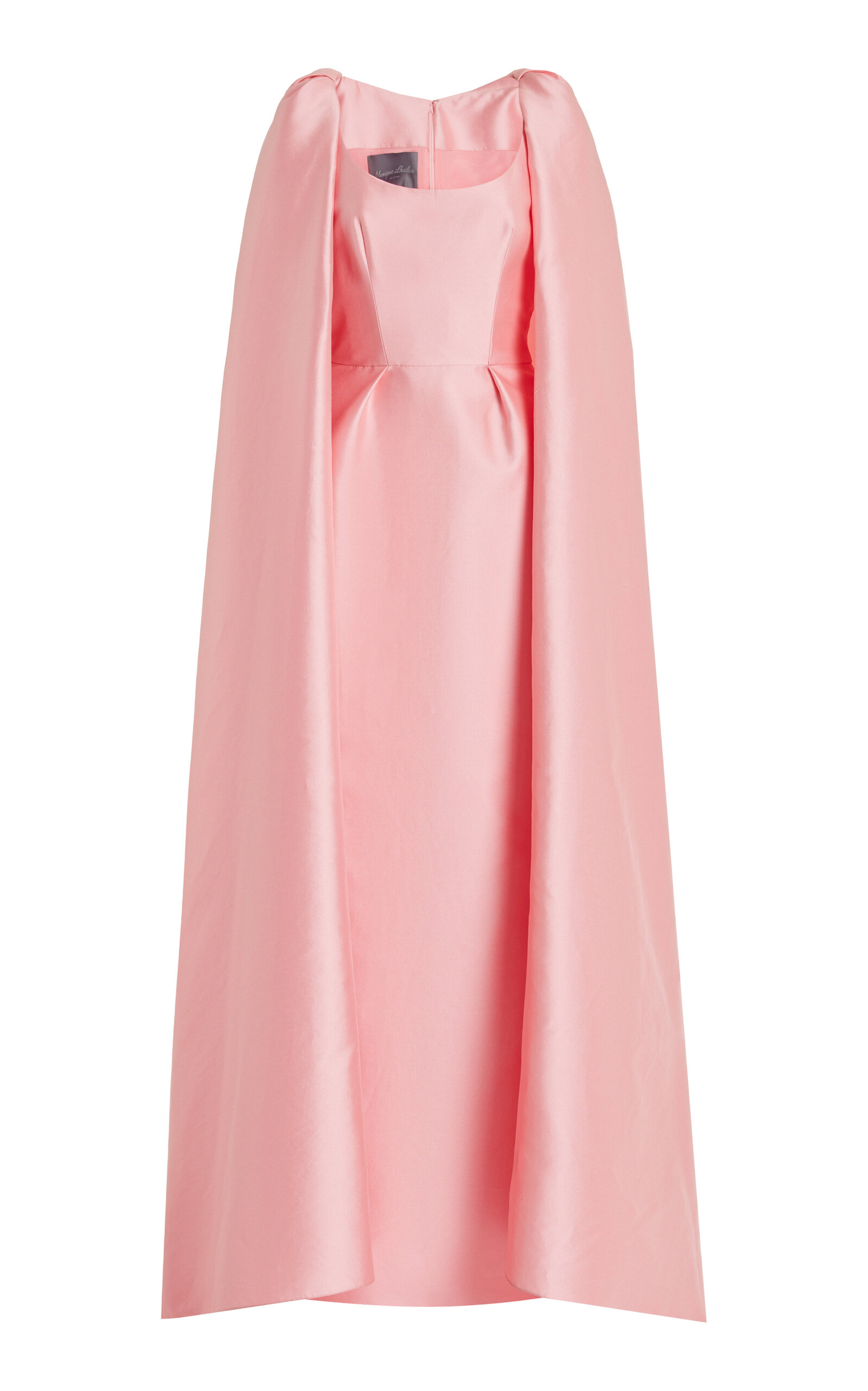 Monique Lhuillier Cape-Effect Silk-Blend Gown - Pink
