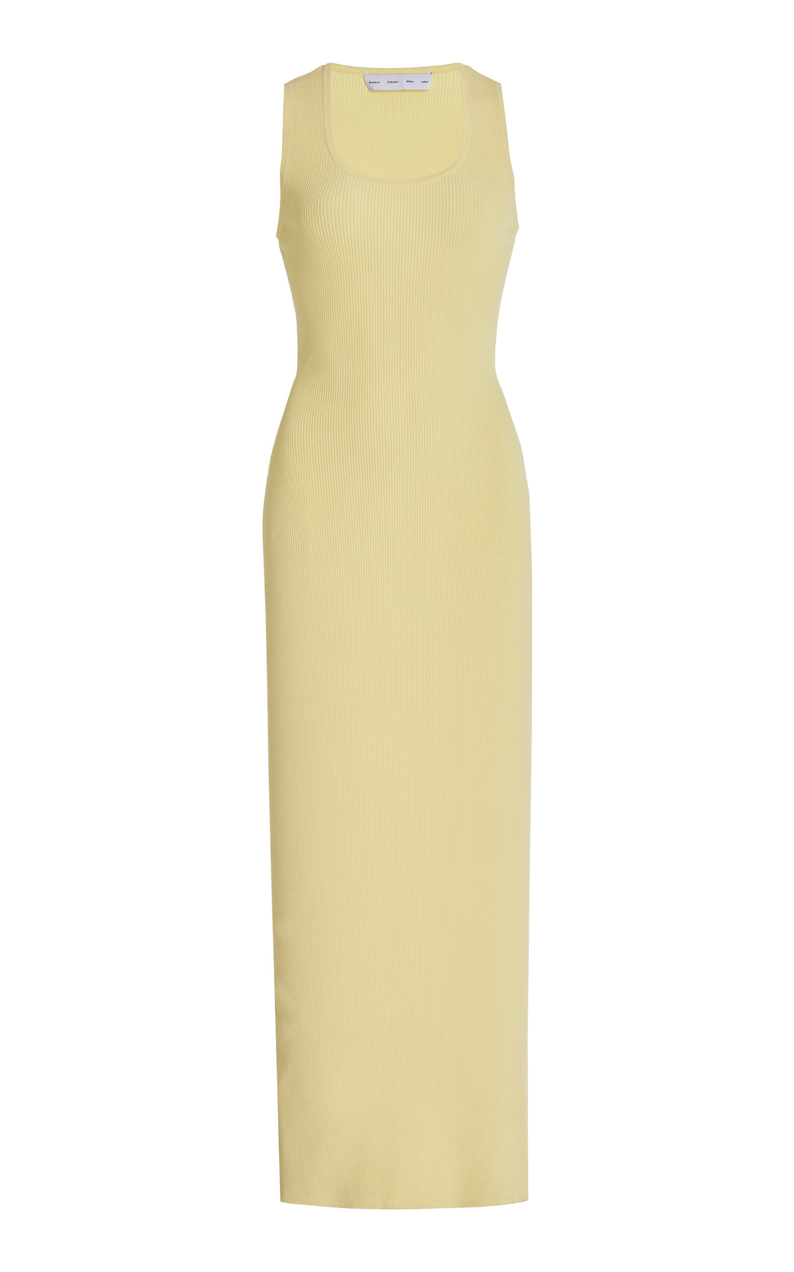 Shop Proenza Schouler White Label Cole Ribbed-knit Midi Dress In Yellow