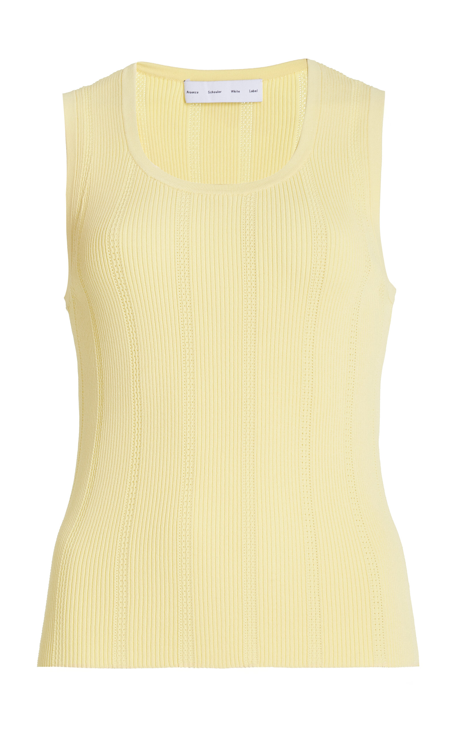Shop Proenza Schouler White Label Perry Pointelle-knit Tank Top In Yellow