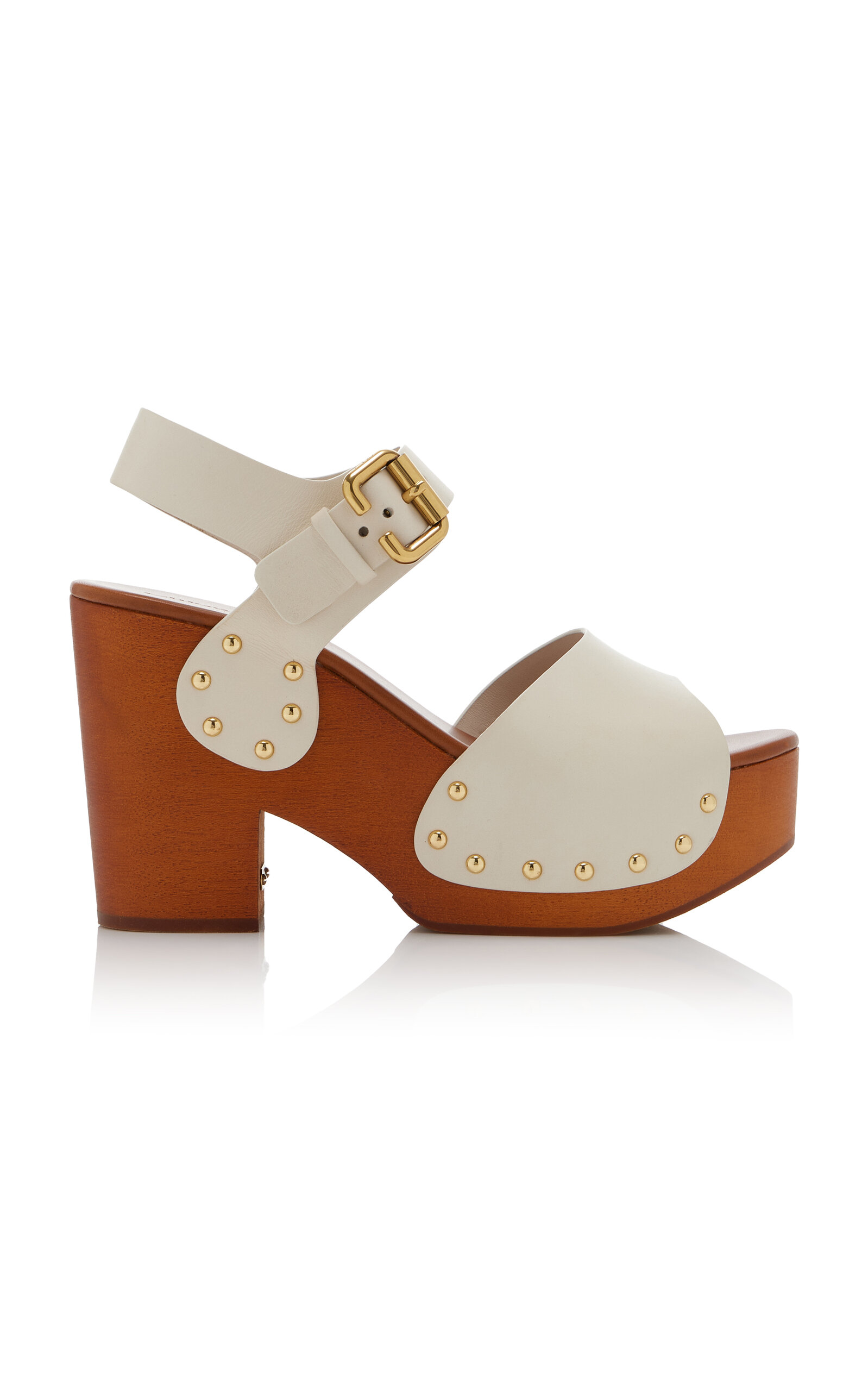 ランウェイ注目*Chloe*Jeannette レザーヒールサンダル Chloé Jeannette studded leather sandals | netaporter