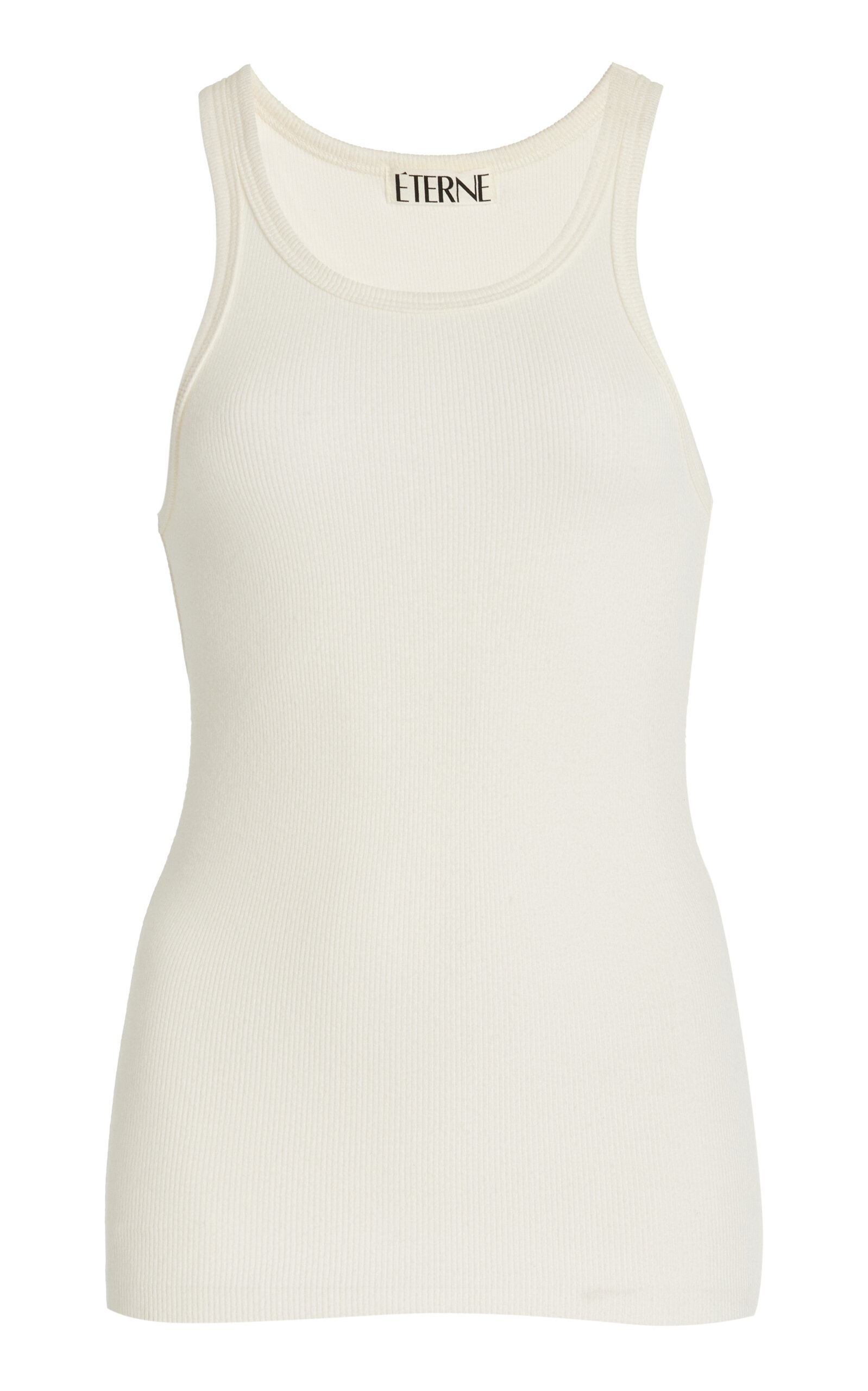 Shop Éterne High-neck Fitted Jersey Tank Top In Ivory