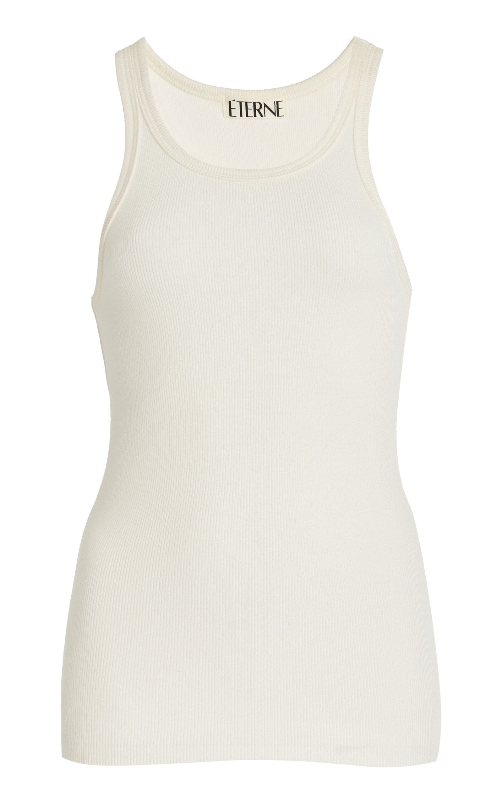 Éterne High Neck Fitted Tank Top In Cream In Ivory