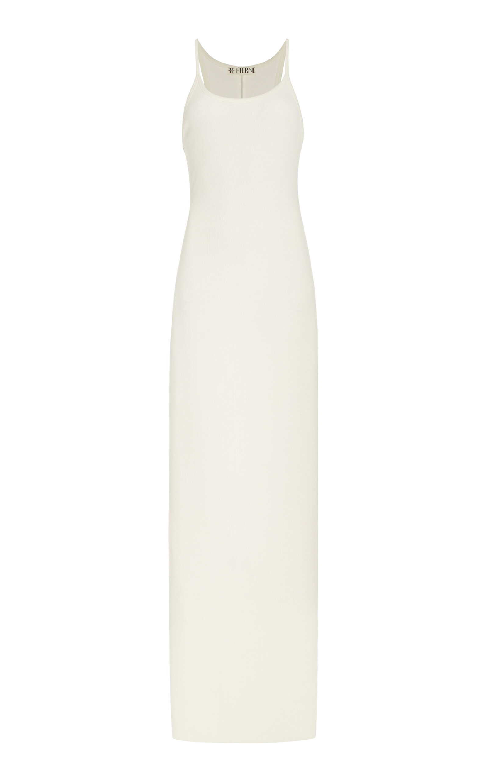 Shop Éterne Ribbed-jersey Maxi Tank Dress In Ivory