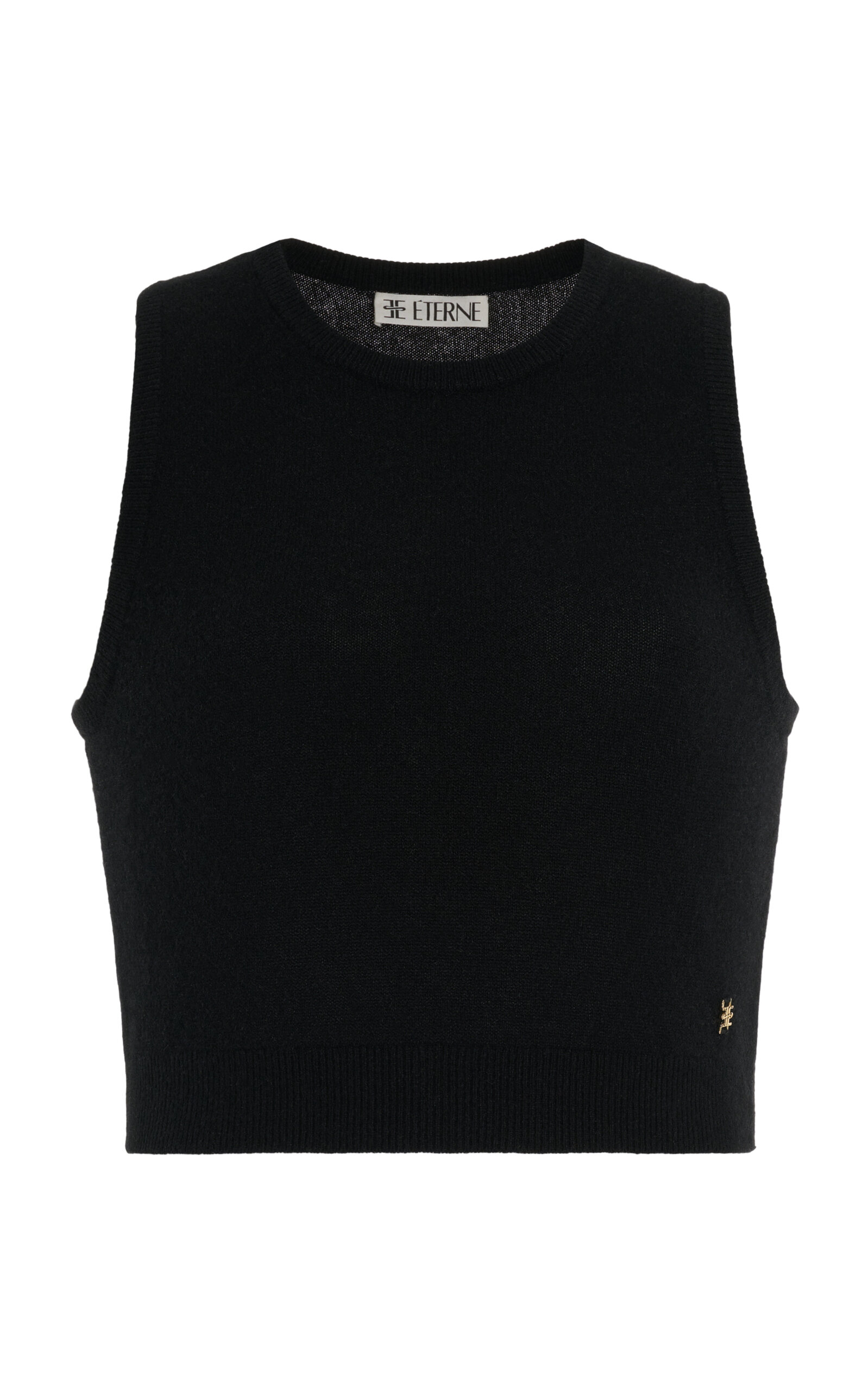 Éterne Sawyer Cropped Embellished Cashmere Tank In Black