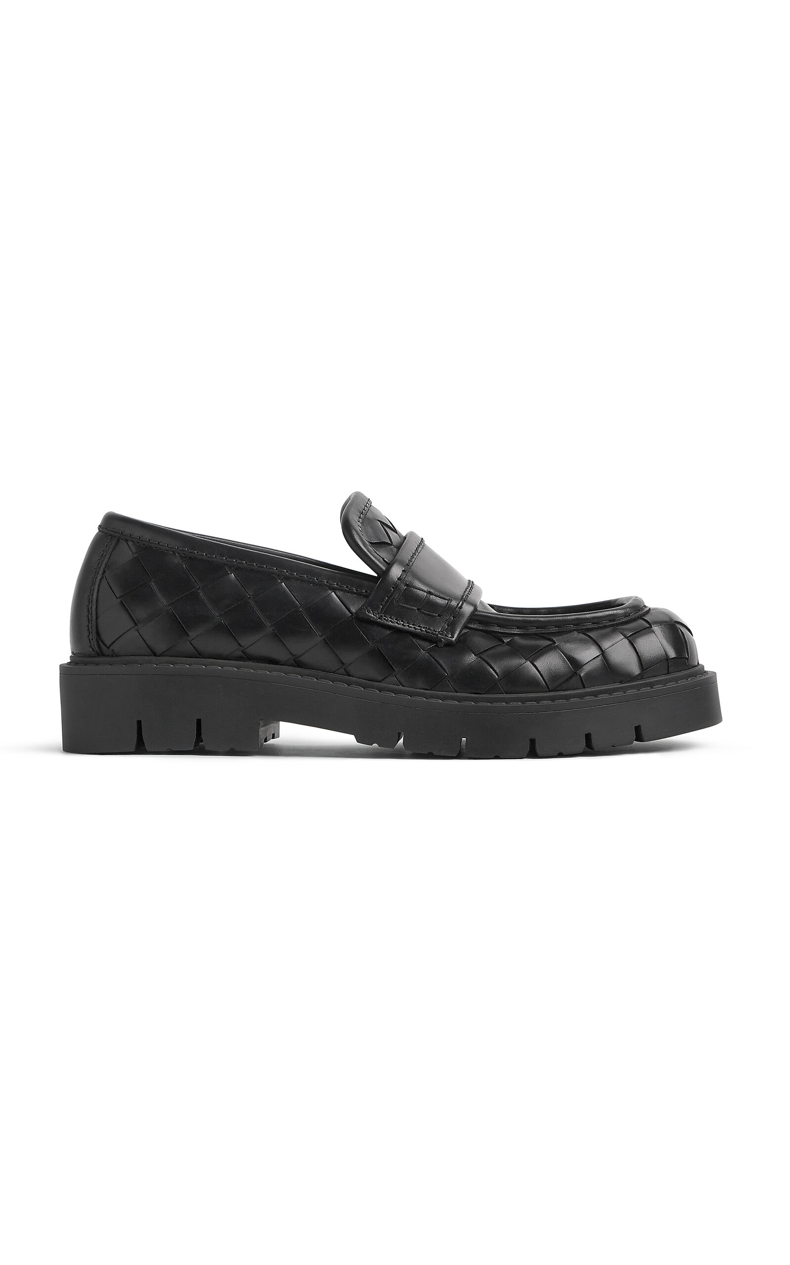 Bottega Veneta Haddock Intrecciato Leather Loafers In Black