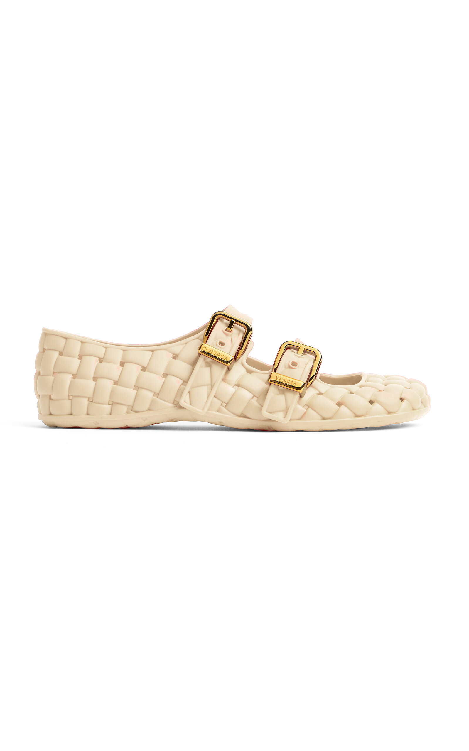 Bottega Veneta Amy Mary-jane Ballerina Tpu Weaving Effect In White