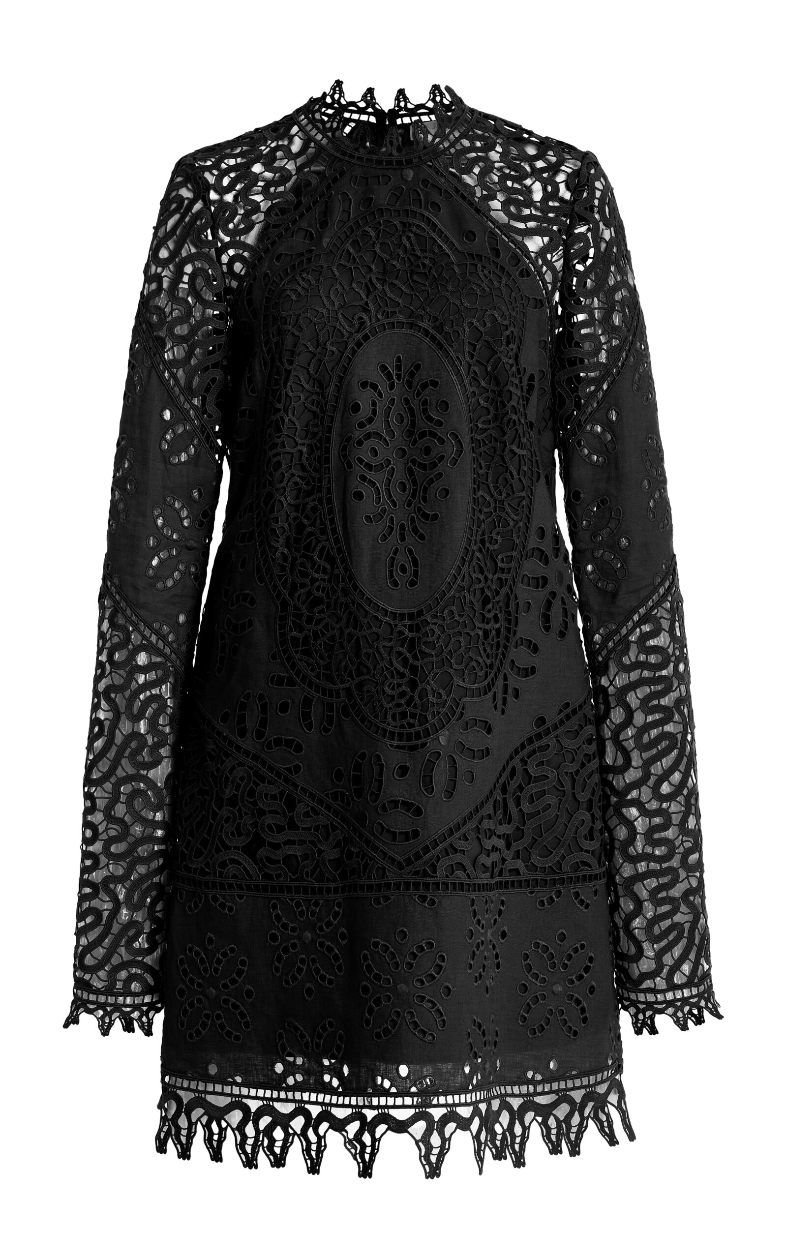 Ulla Johnson Eleni Eyelet-lace Linen Mini Dress In Black