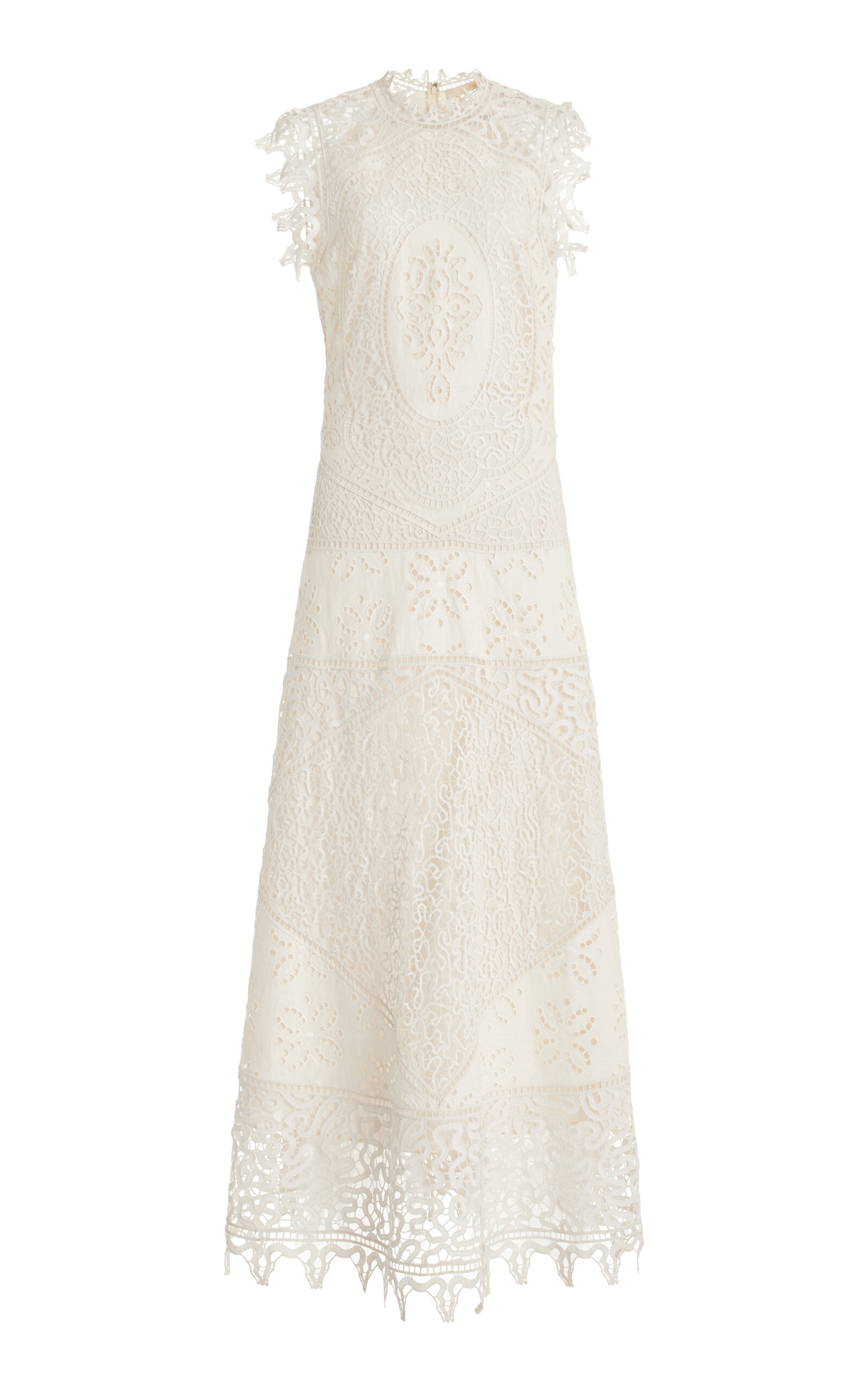 Ulla Johnson Flora Eyelet-lace Linen Maxi Dress In White