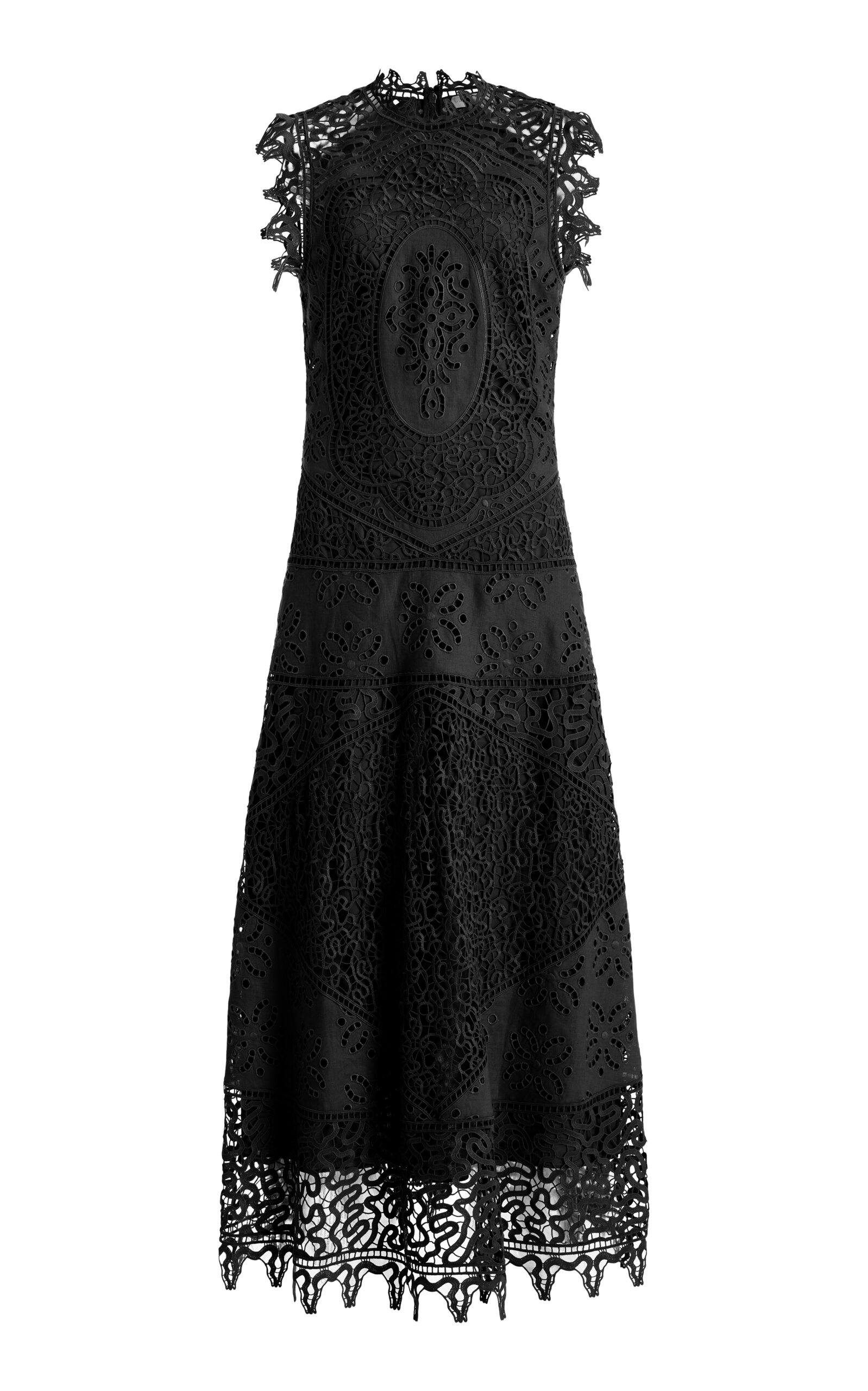 Ulla Johnson Flora Eyelet-lace Linen Maxi Dress In Black