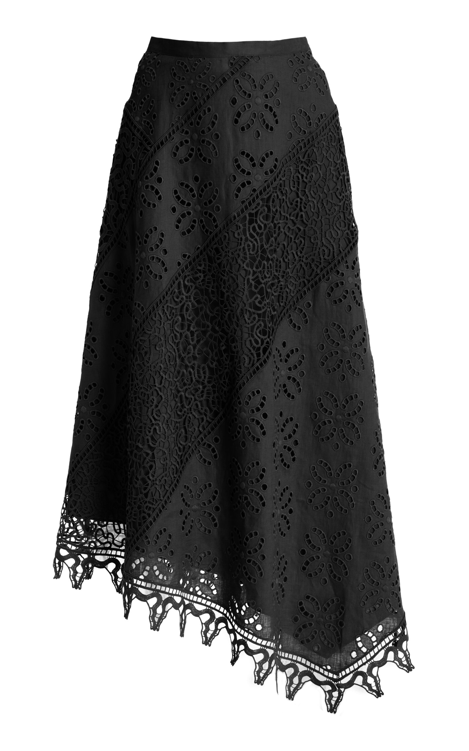 Ulla Johnson Solara Eyelet-lace Linen Maxi Skirt In Black