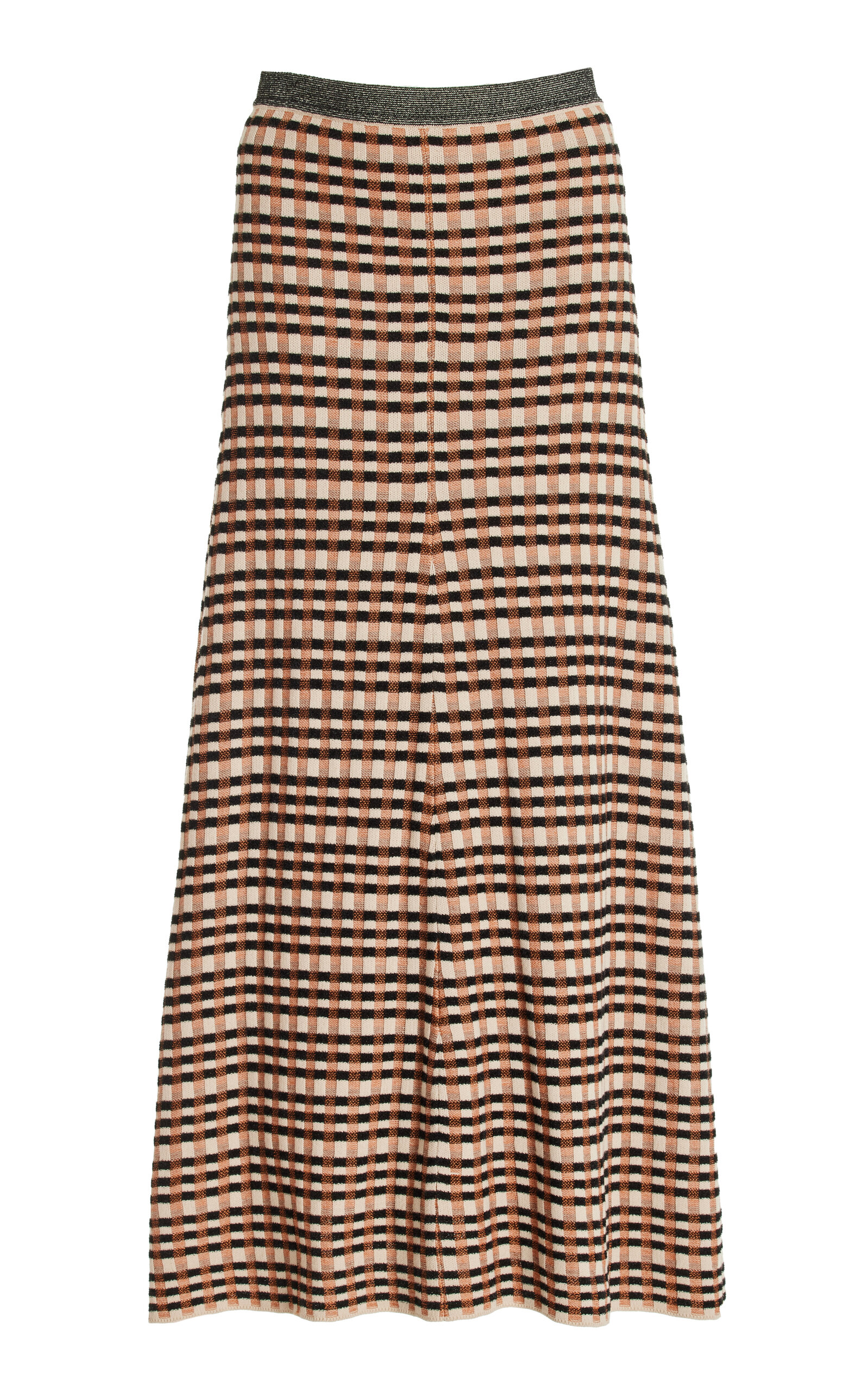 Shop Ulla Johnson Amal Checked Knit Maxi Skirt In Multi