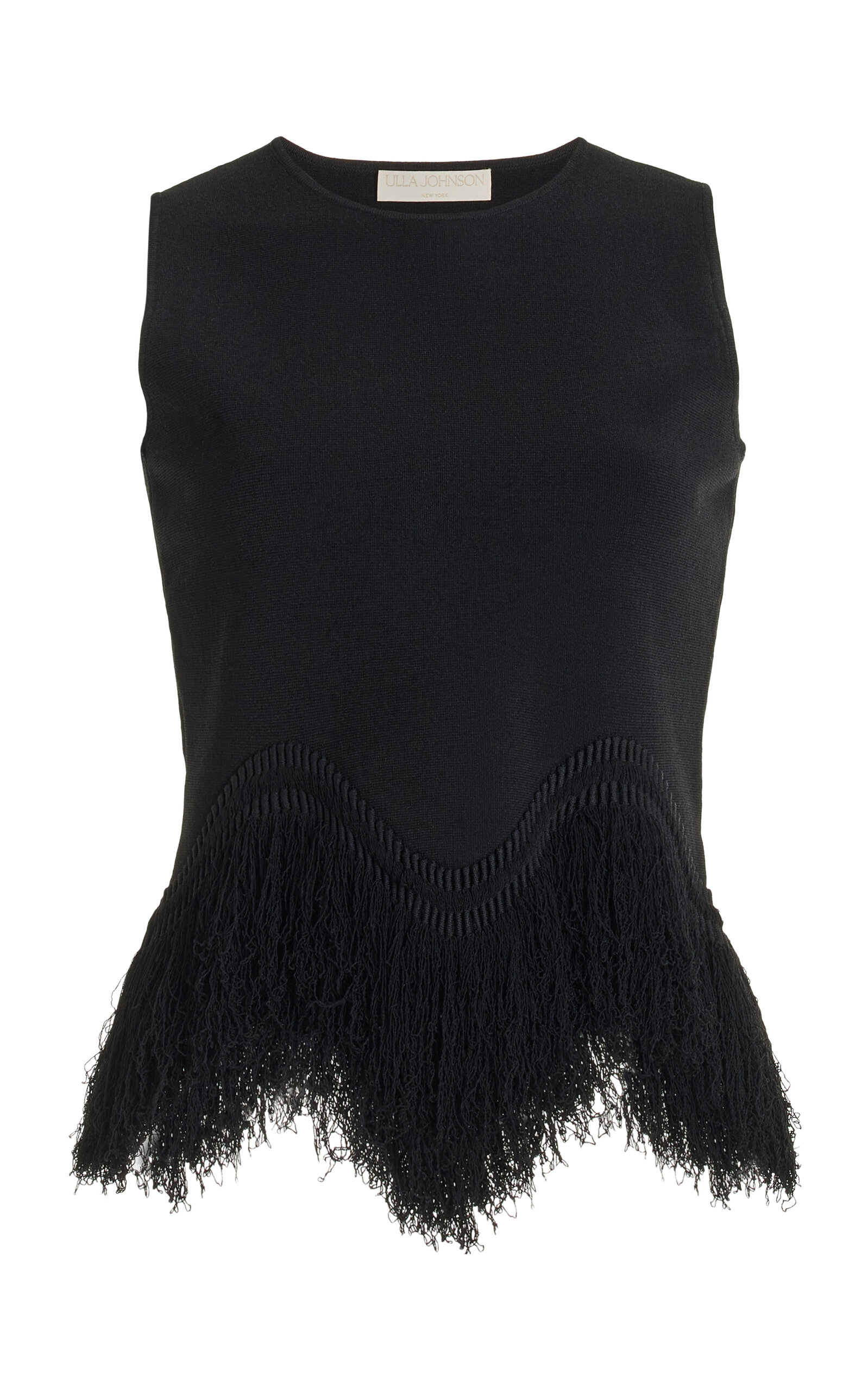 Ulla Johnson Koa Fringed Top In Black