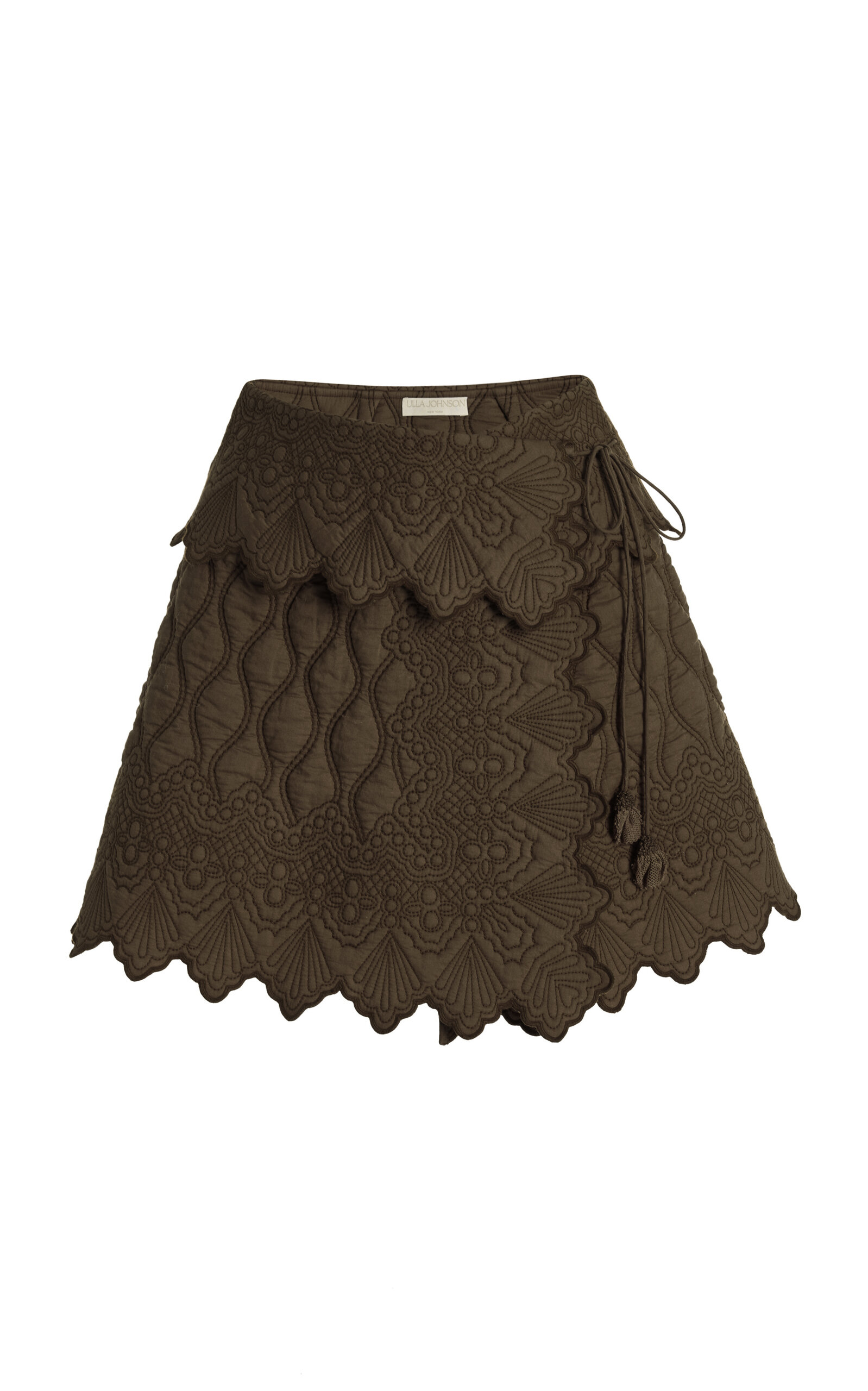 Ulla Johnson Taryn Quilted Cotton Mini Skirt In Olive