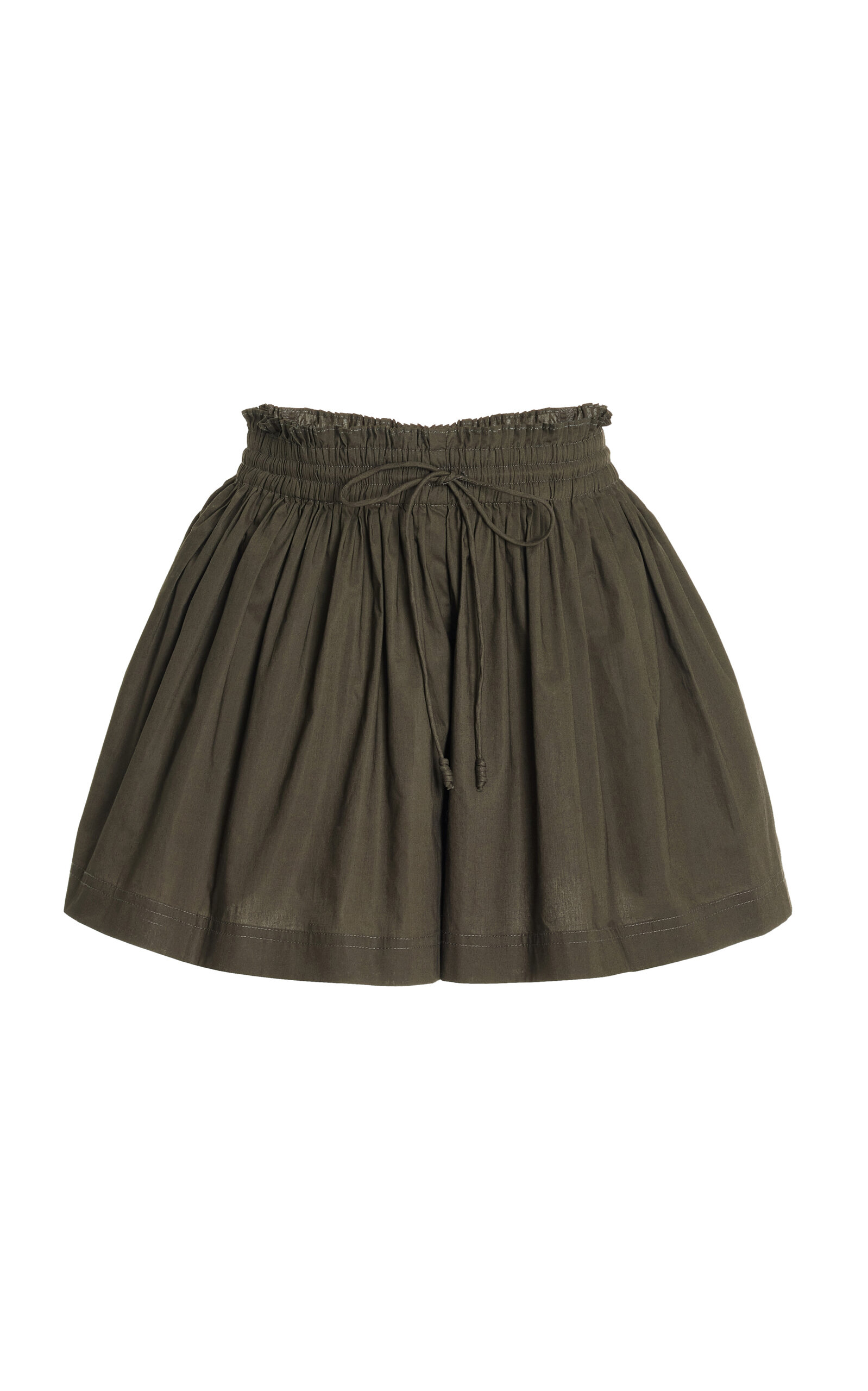 Ulla Johnson Marin Pleated Cotton Shorts In Olive