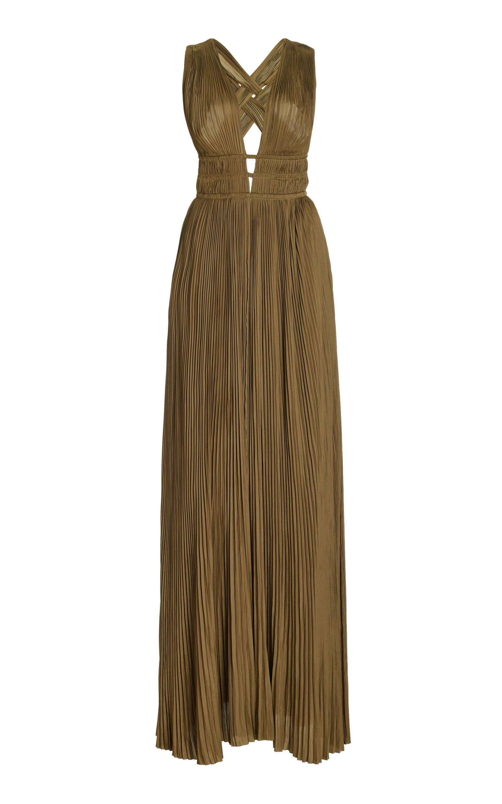 ULLA JOHNSON VEDA PLISSÉ GEORGETTE GOWN
