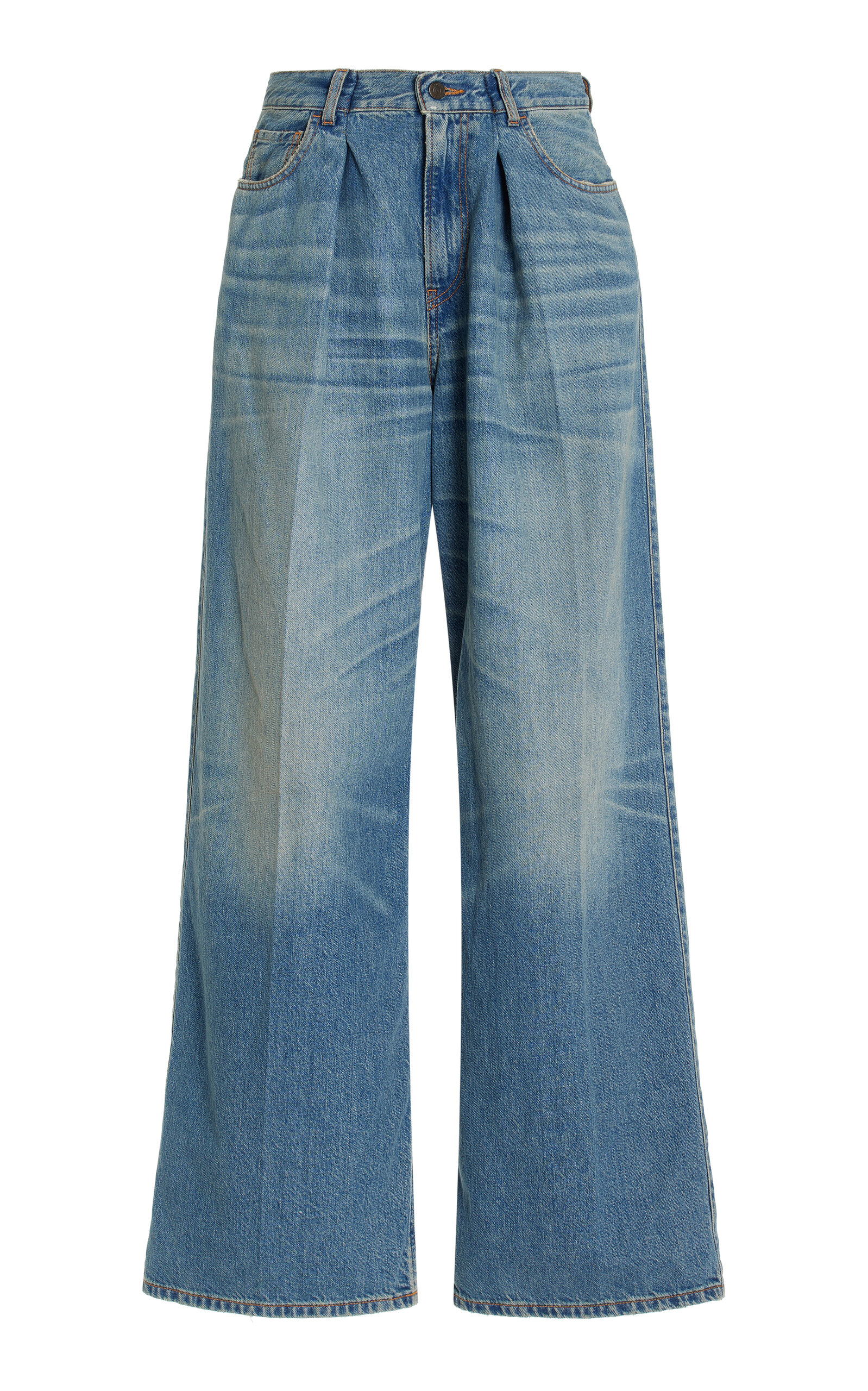 Candy Rigid Pleated Wide-Leg Jeans