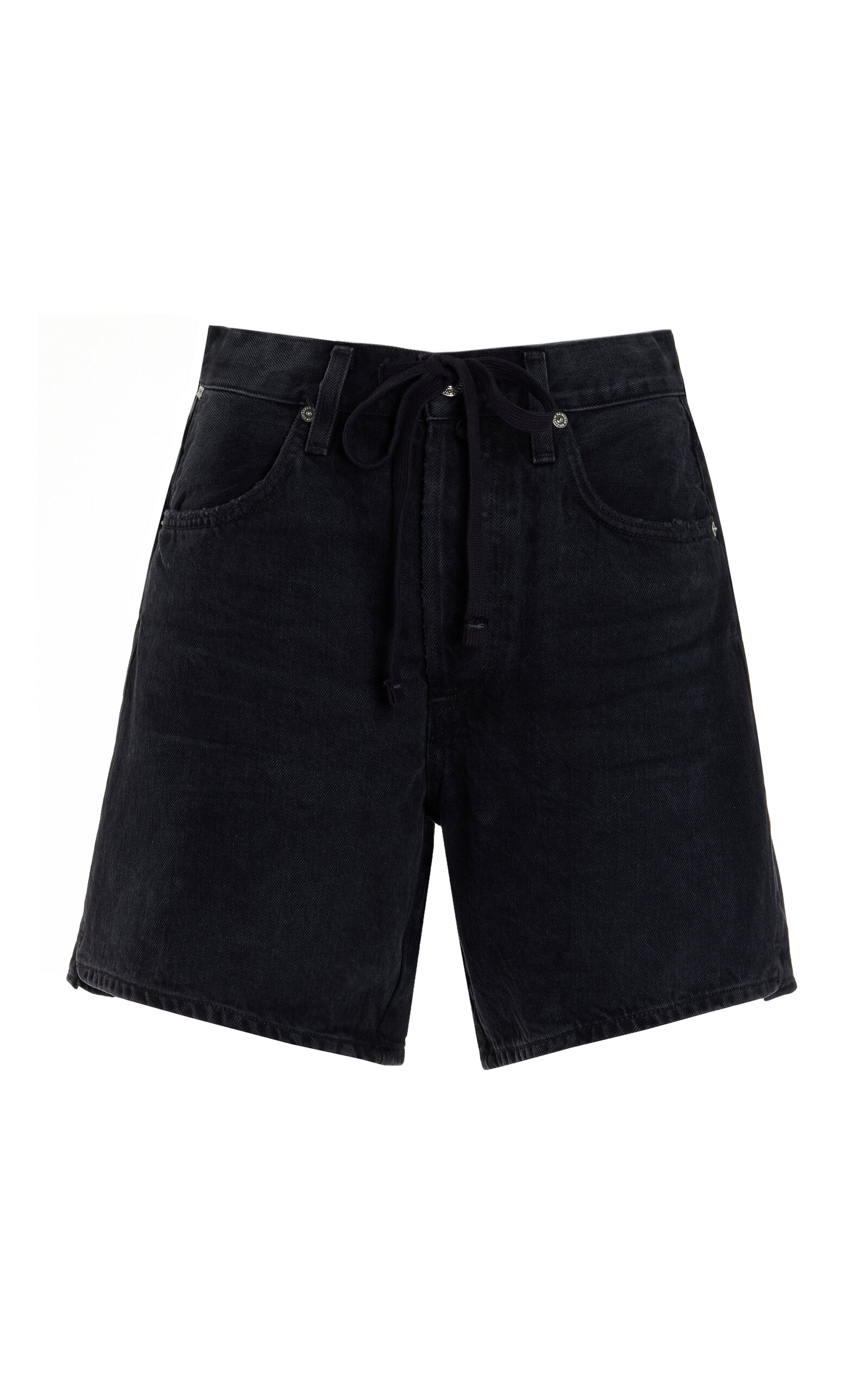 Shop Citizens Of Humanity Brynn Drawstring Organic Cotton Denim Shorts In Black