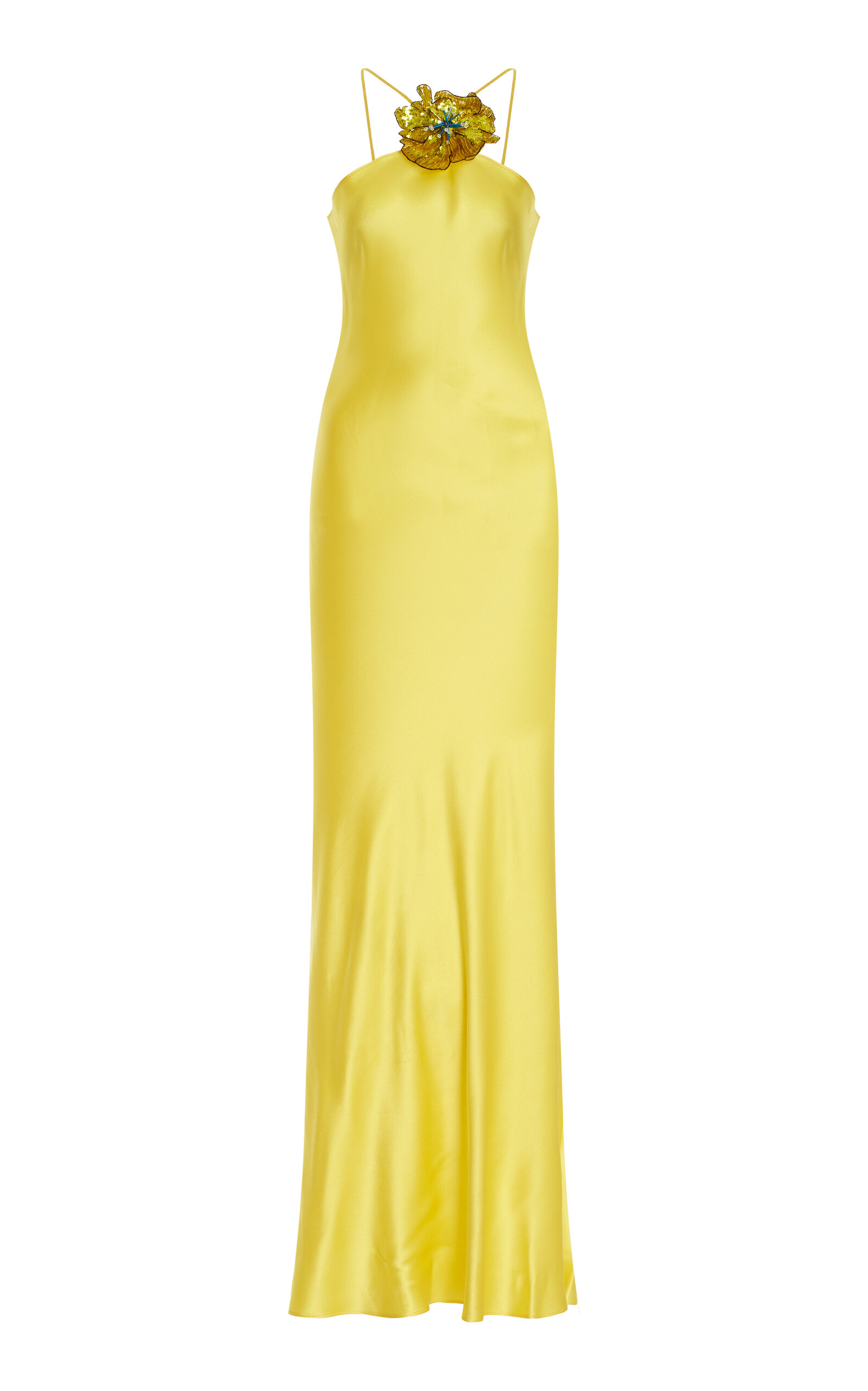 Shop Rodarte Exclusive Bead-embellished Silk Maxi Dress In Yellow