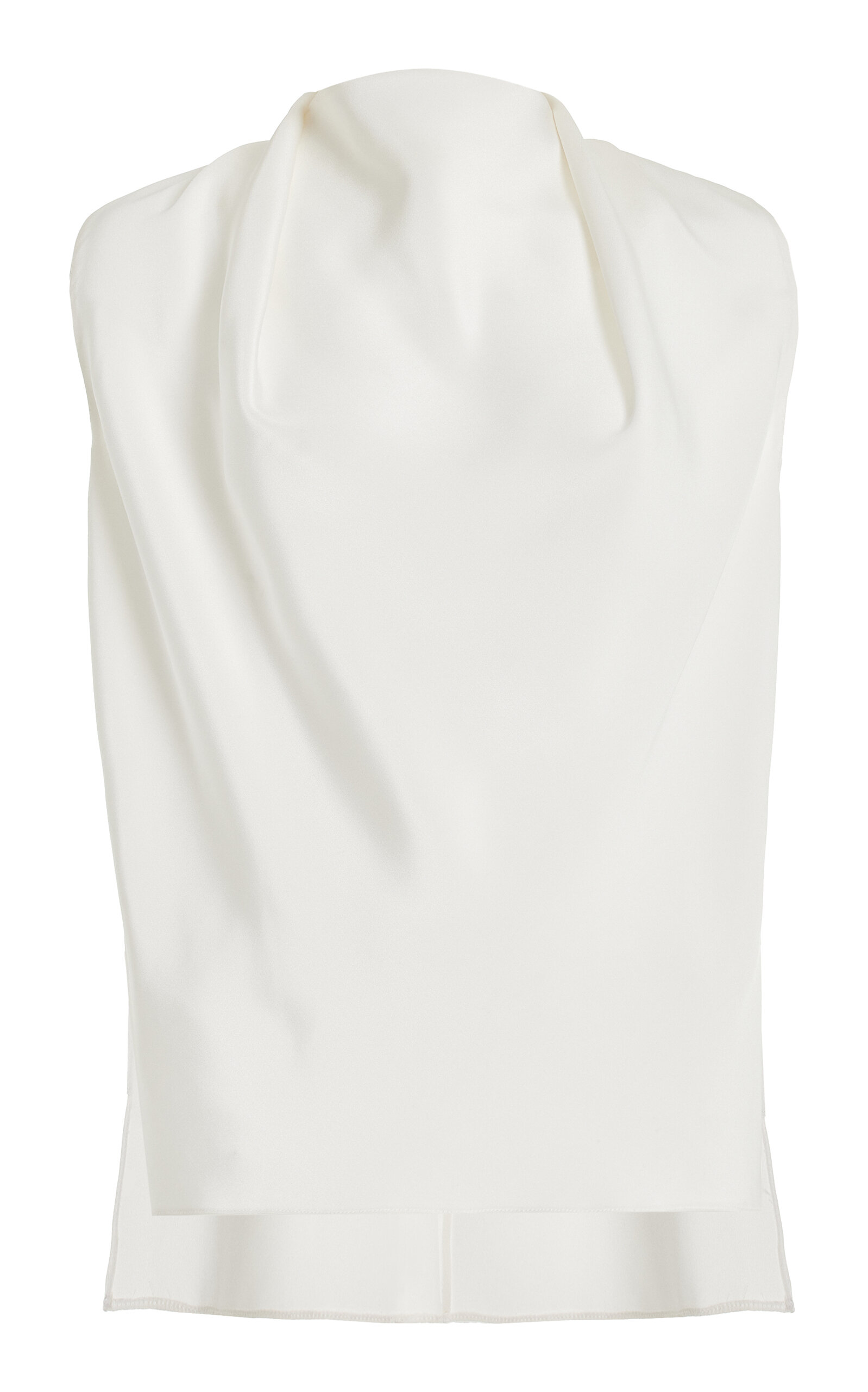 Shop Adam Lippes Blythe Draped Silk-crepe Top In Ivory