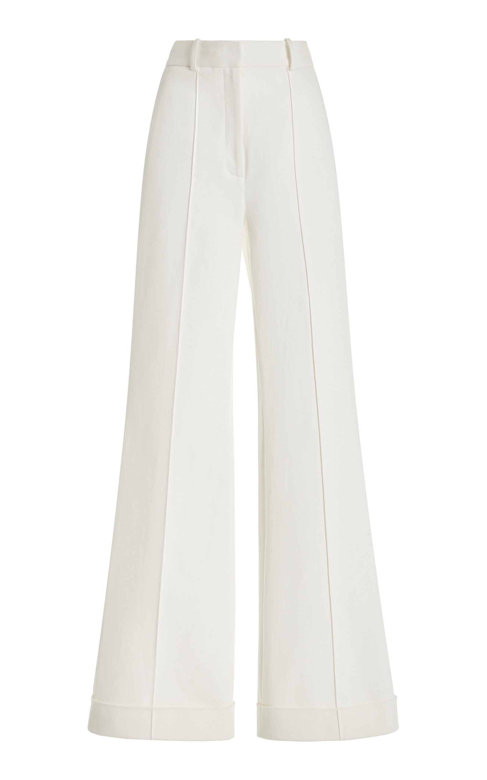 Shop Adam Lippes Deeda High-rise Wool Crepe Flare Pants In White