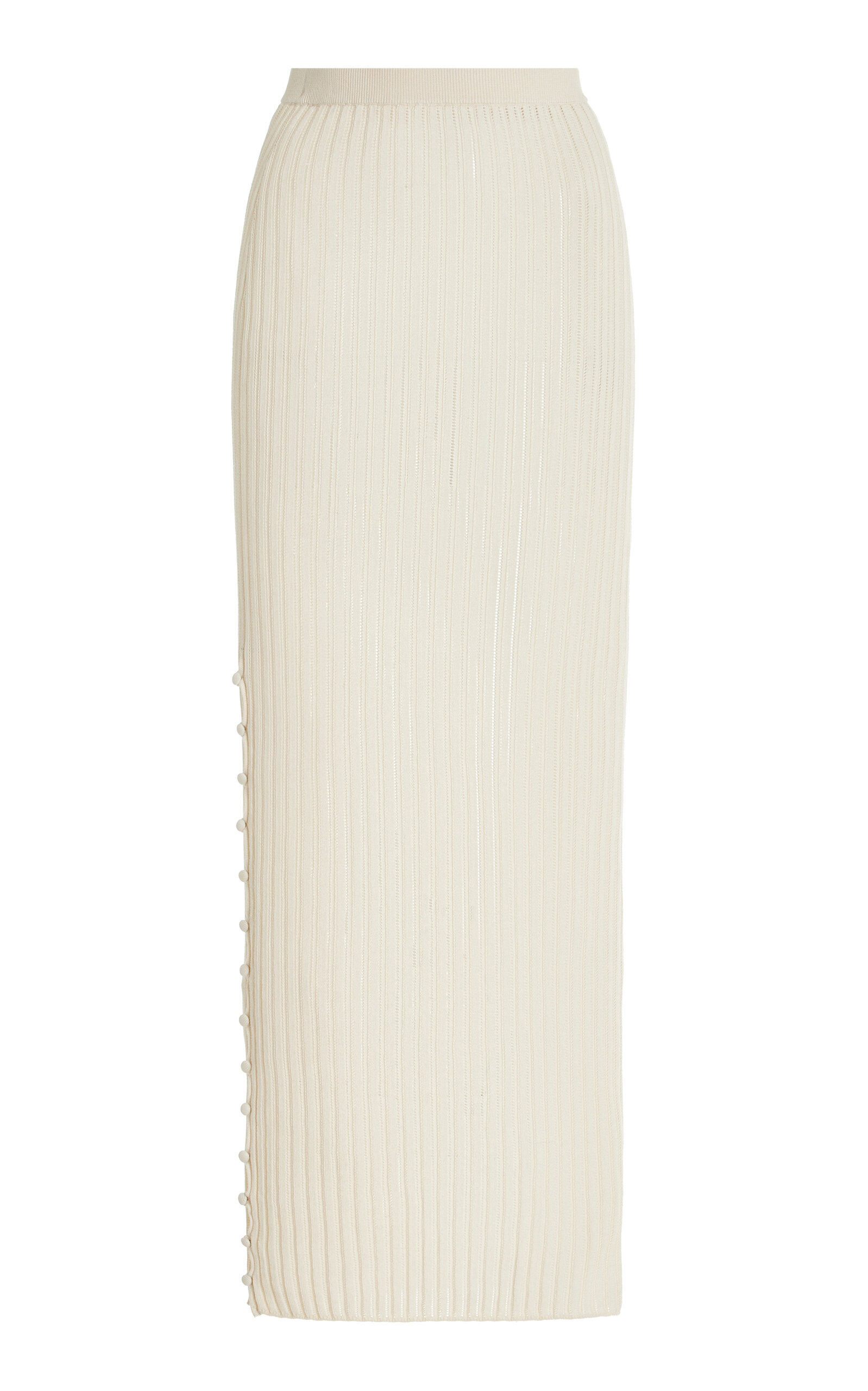 Shop Adam Lippes Logan Ribbed Silk-cashmere Maxi Skirt In Ivory