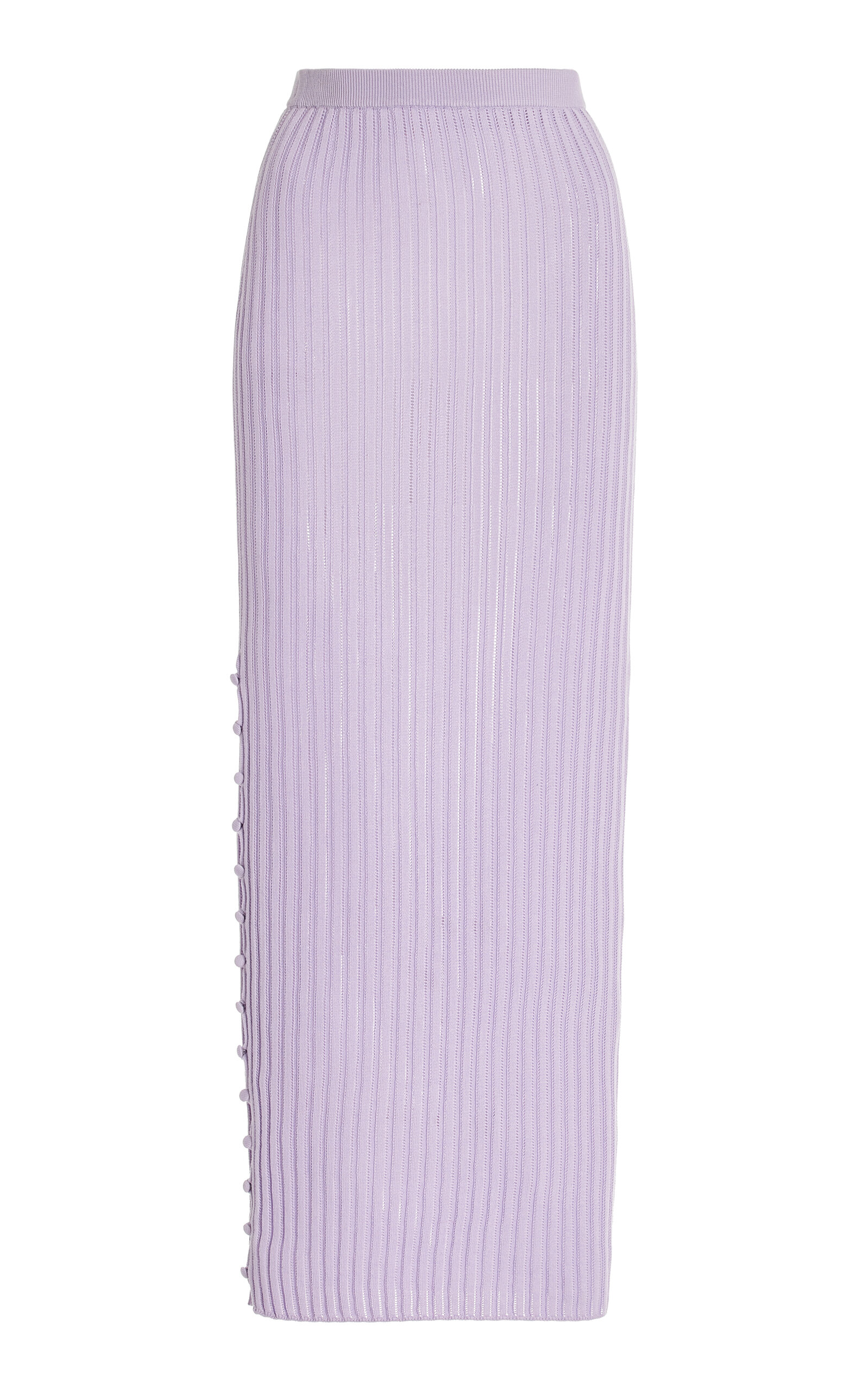Shop Adam Lippes Logan Ribbed Silk-cashmere Maxi Skirt In Purple