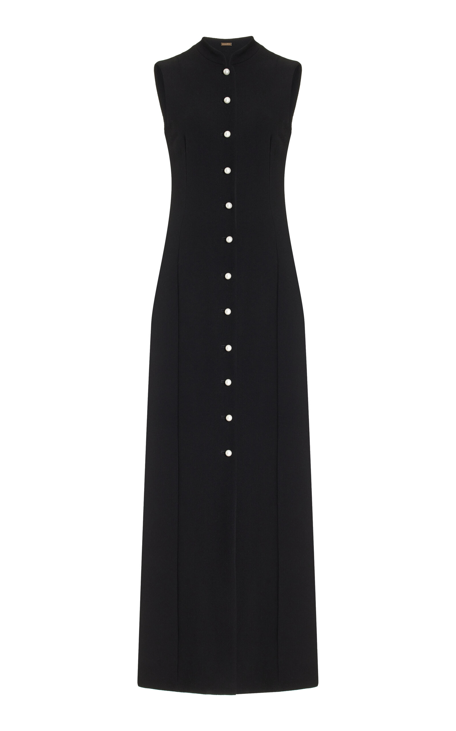 Shop Adam Lippes Rory Button-detailed Wool Crepe Maxi Dress In Black