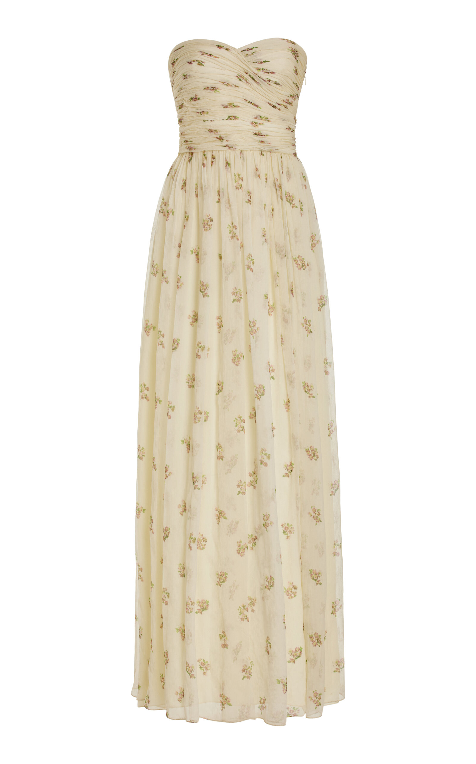 Shop Adam Lippes Estelle Floral-printed Silk Crepon Maxi Dress In Ivory