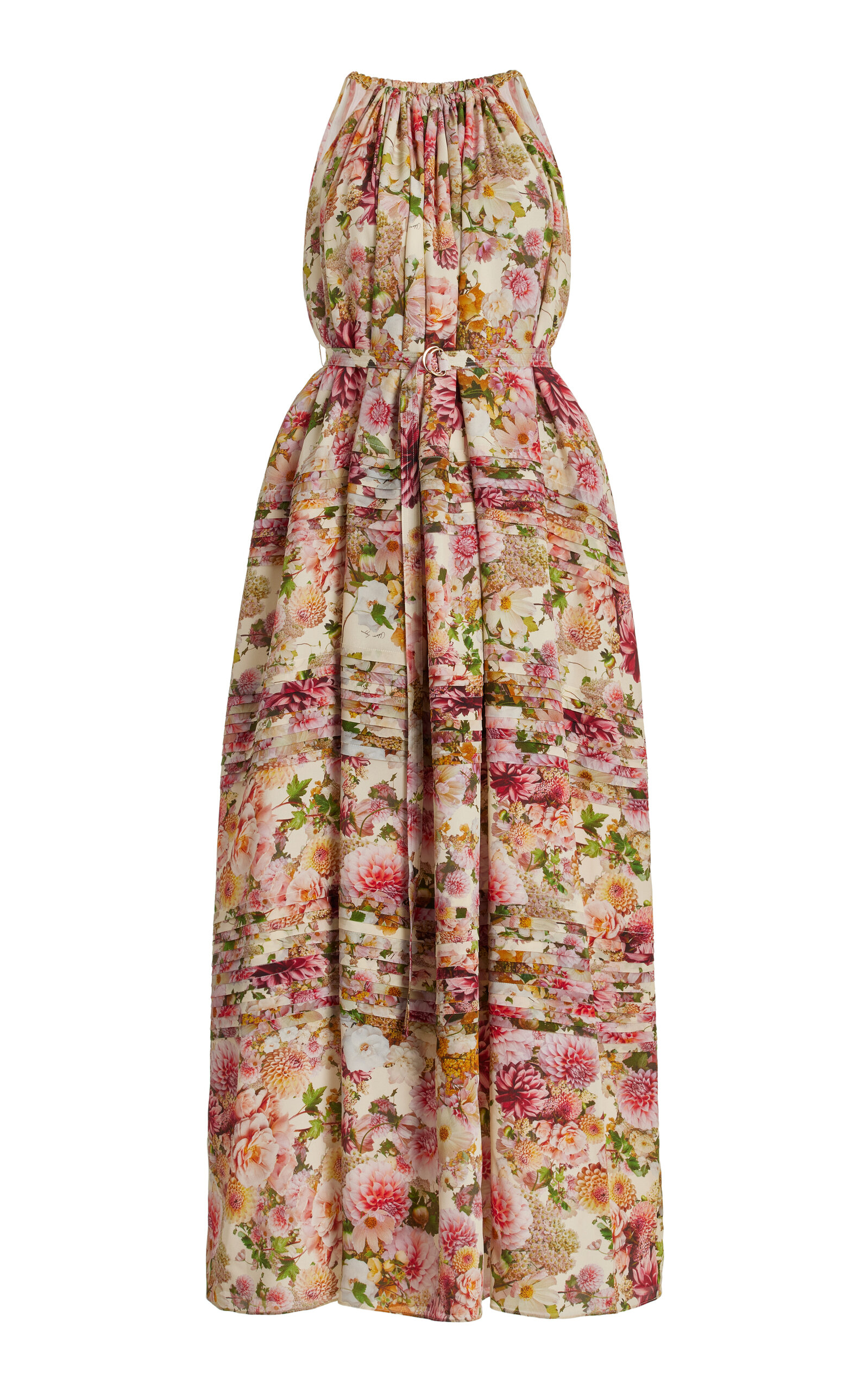 Shop Adam Lippes Sabine Floral-printed Silk Crepe Midi Dress In Multi