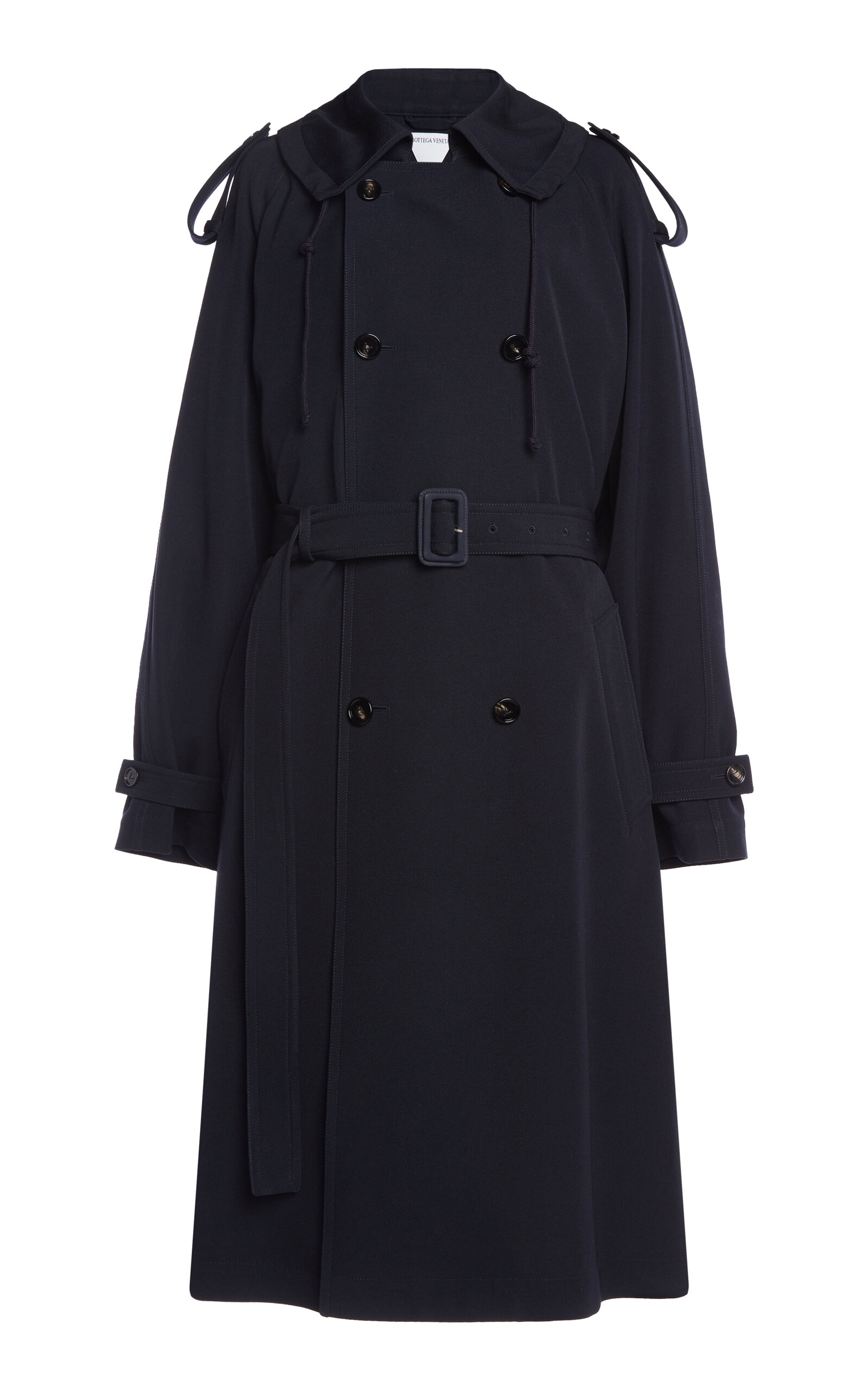 Bottega Veneta Double-breasted Trench Coat In Navy