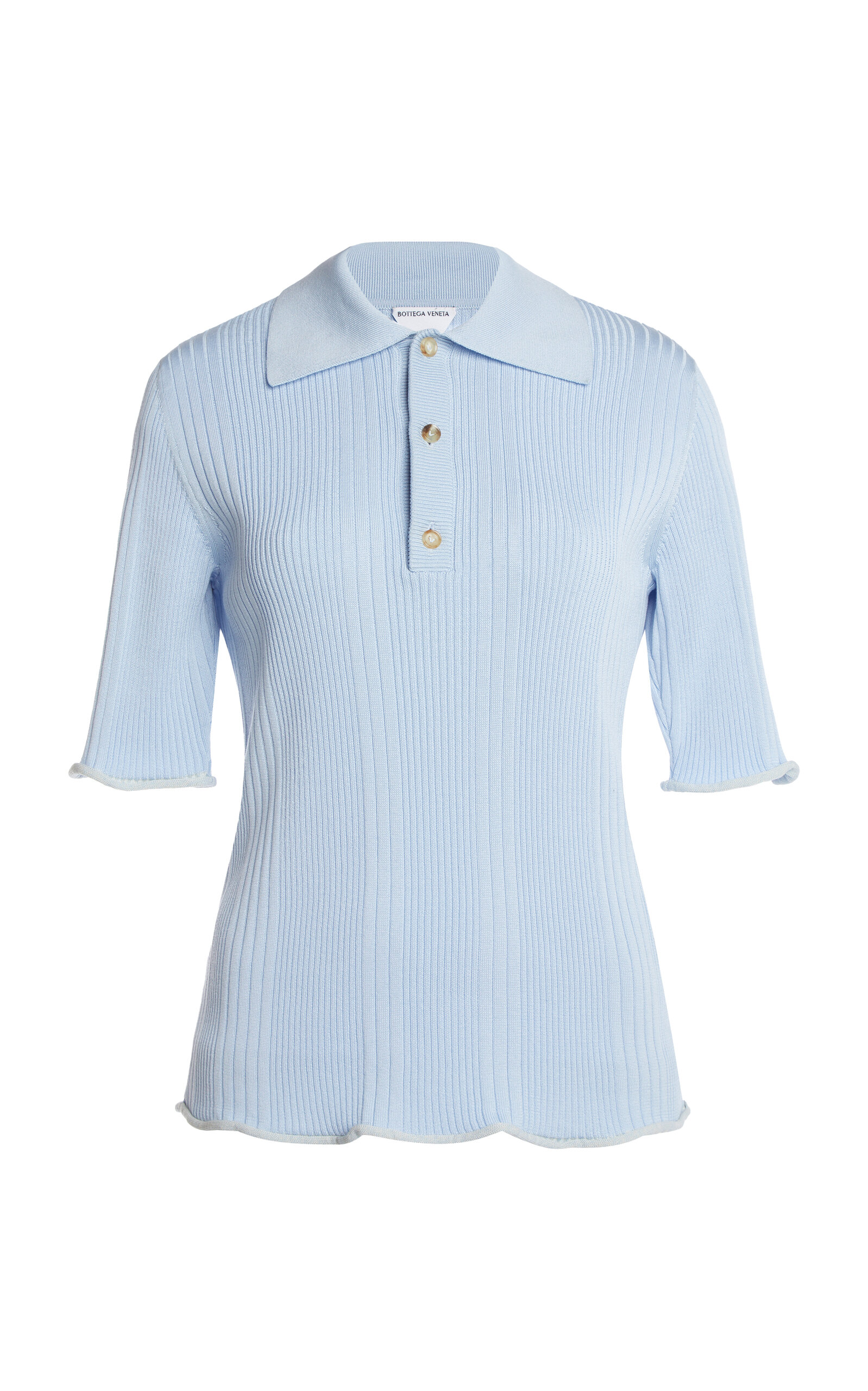 Bottega Veneta Ribbed Cotton Polo Shirt - Women's Clothing