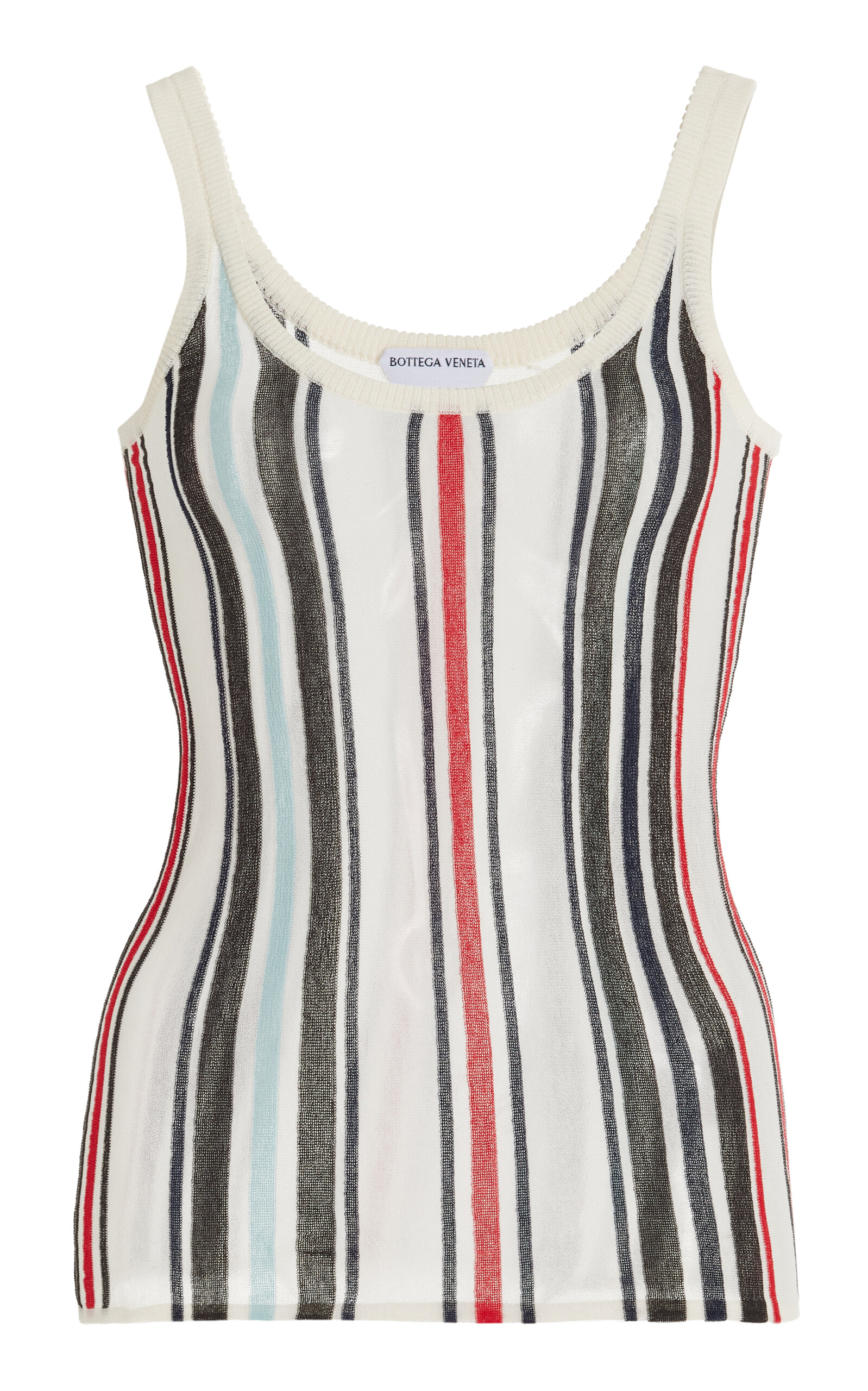 Bottega Veneta Striped Cotton-knit Tank Top In Ivory